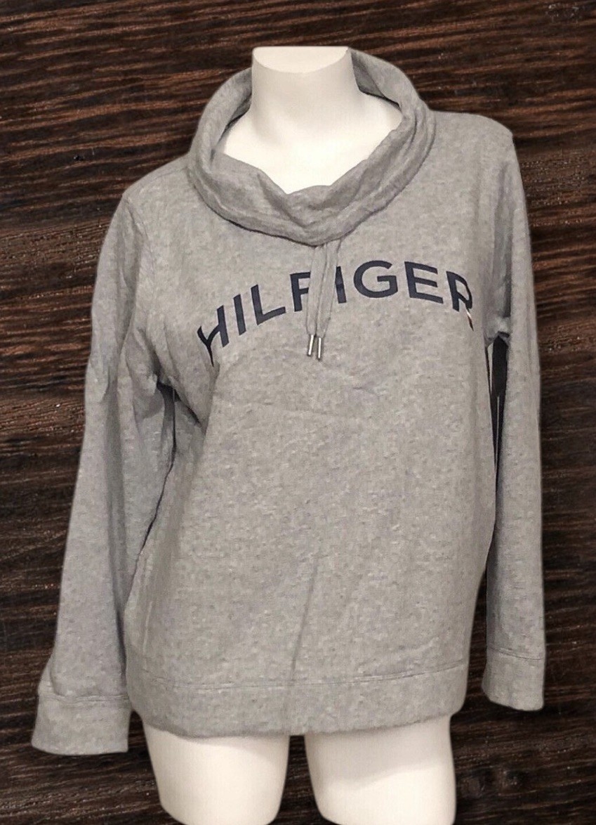 NWT TOMMY HILFIGER SPORT ASH GRAY FUNNEL NECK GRAPHIC SWEATSHIRT XL MSRP $59.00