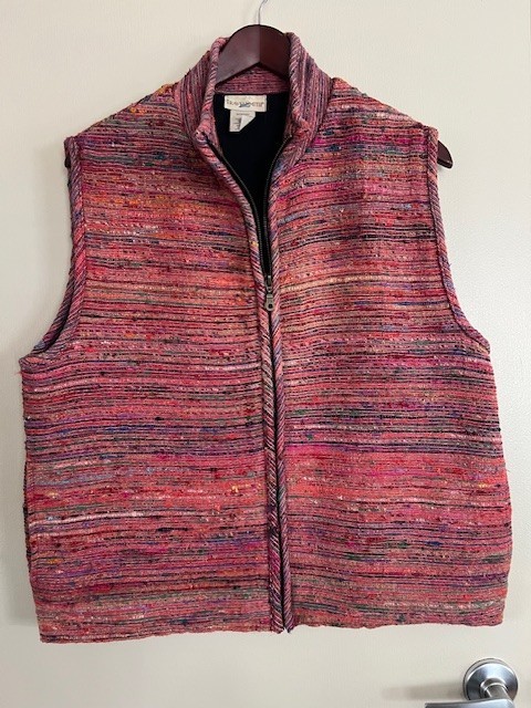 VTG Travel Smith Travel Vest Silk Blend Tapestry Lined Artsy Full Zip Large