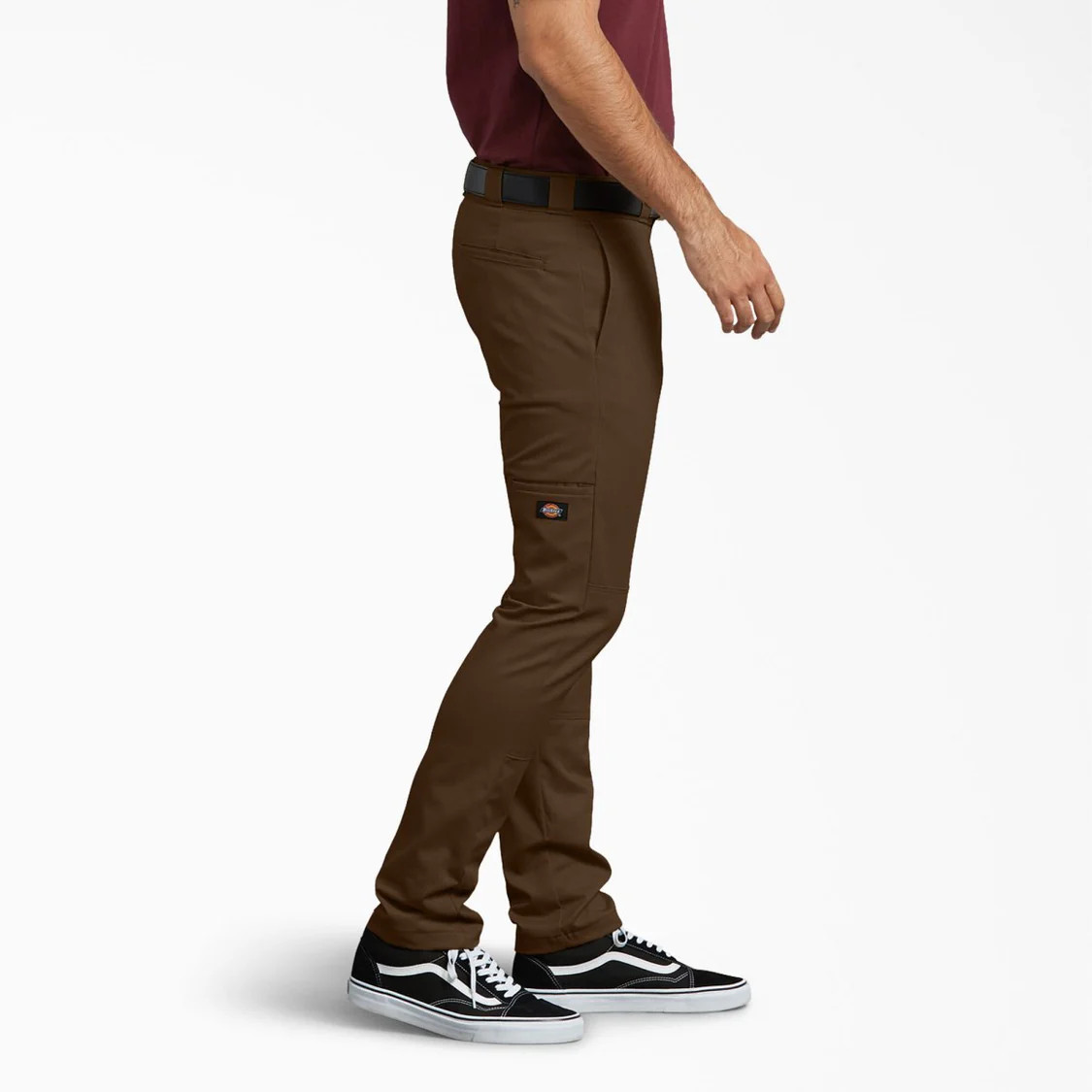 dickies mens double knee cell phone pocket skinny fit work pants brown 34-42 new
