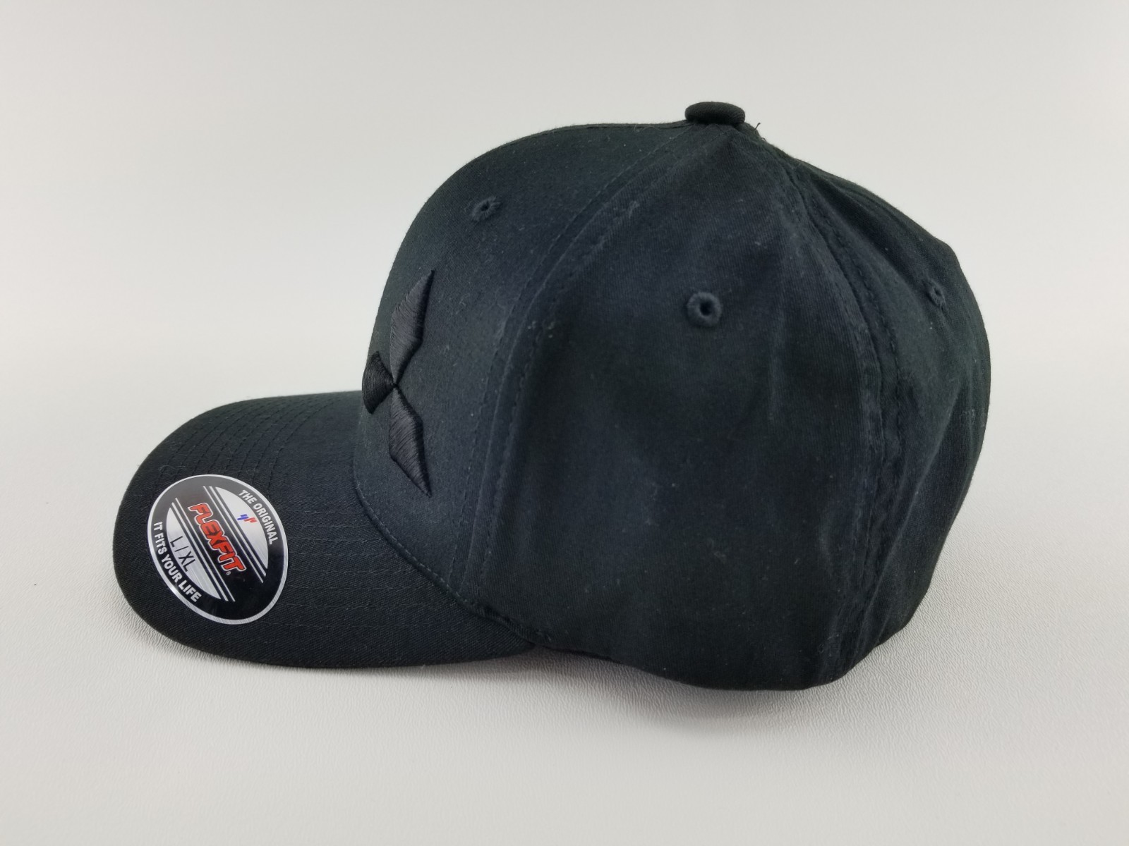 Mitsubishi hat, FlexFit hat, FlexFit cap, custom, fitted hat, 3d embroidery, hat
