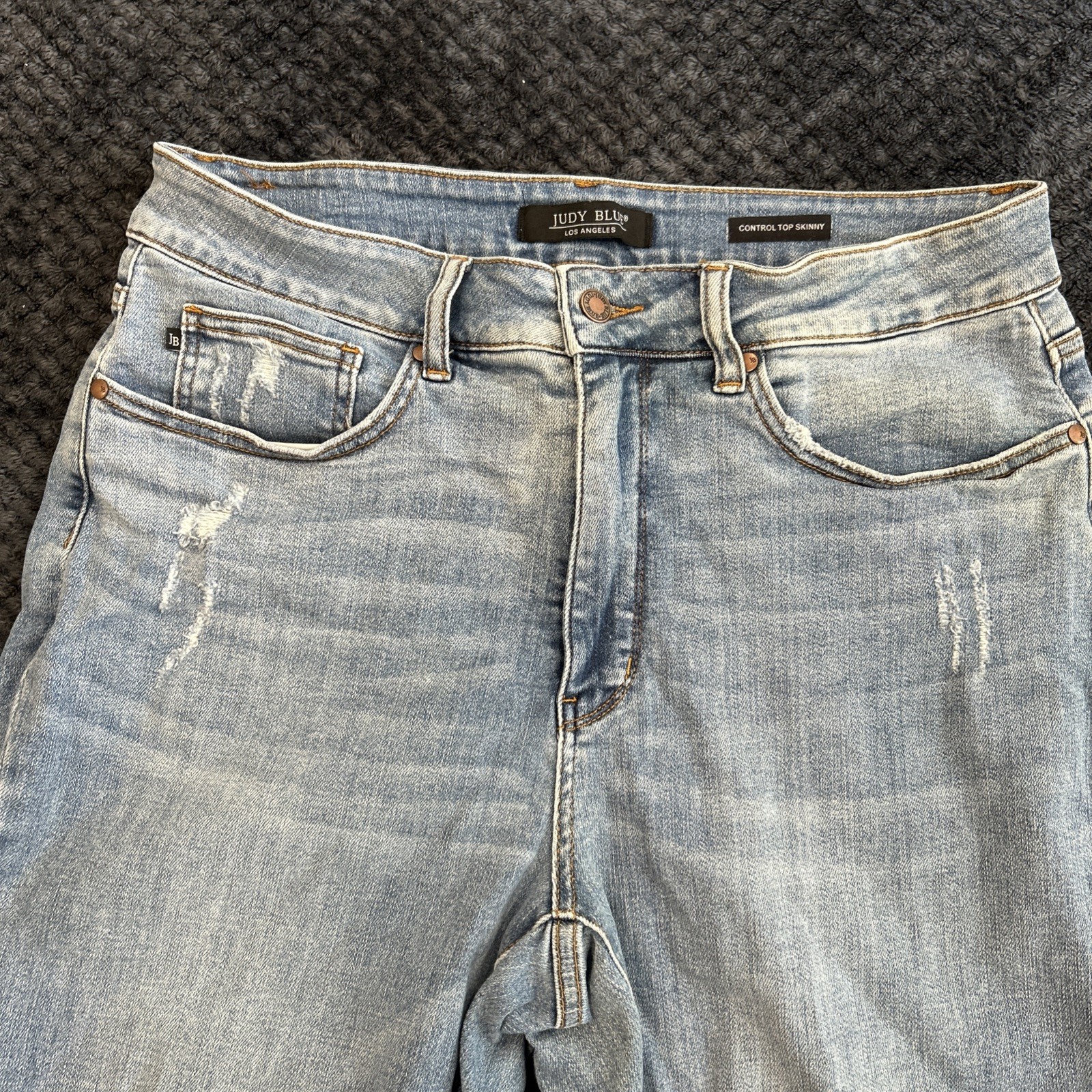 Judy Blue Jeans Control Top Skinny Distressed Jeans Pockets Size 18W Reg Womens