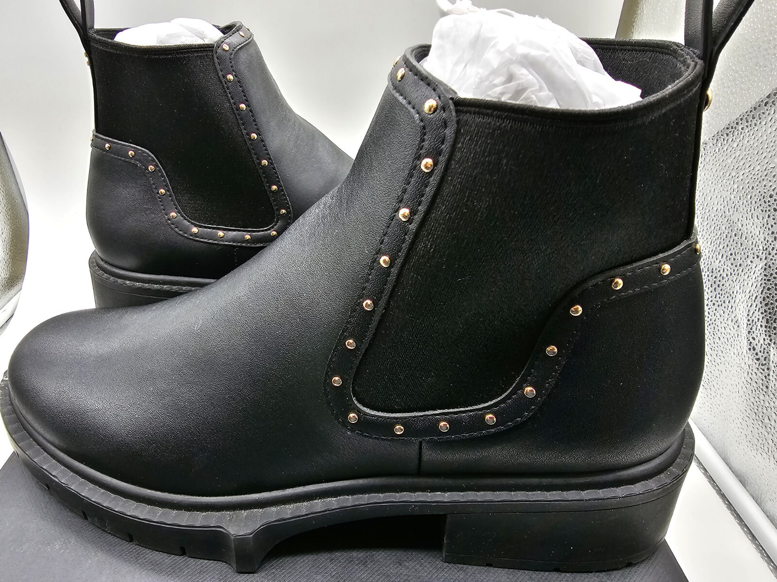 Coach NEW Lory Leather Bootie Womens Size 7 Black Studded Ankle Boots