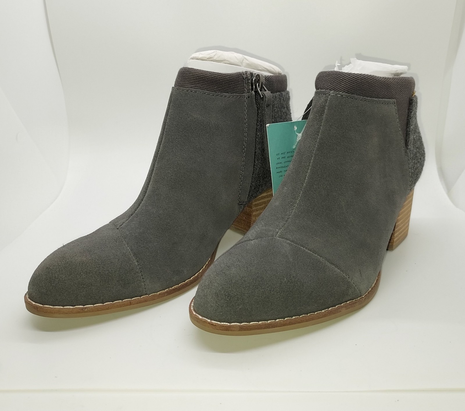 Toms Women’s Loren Booties Forged Iron Grey/Suede Combo, Size 6.5 Nwt