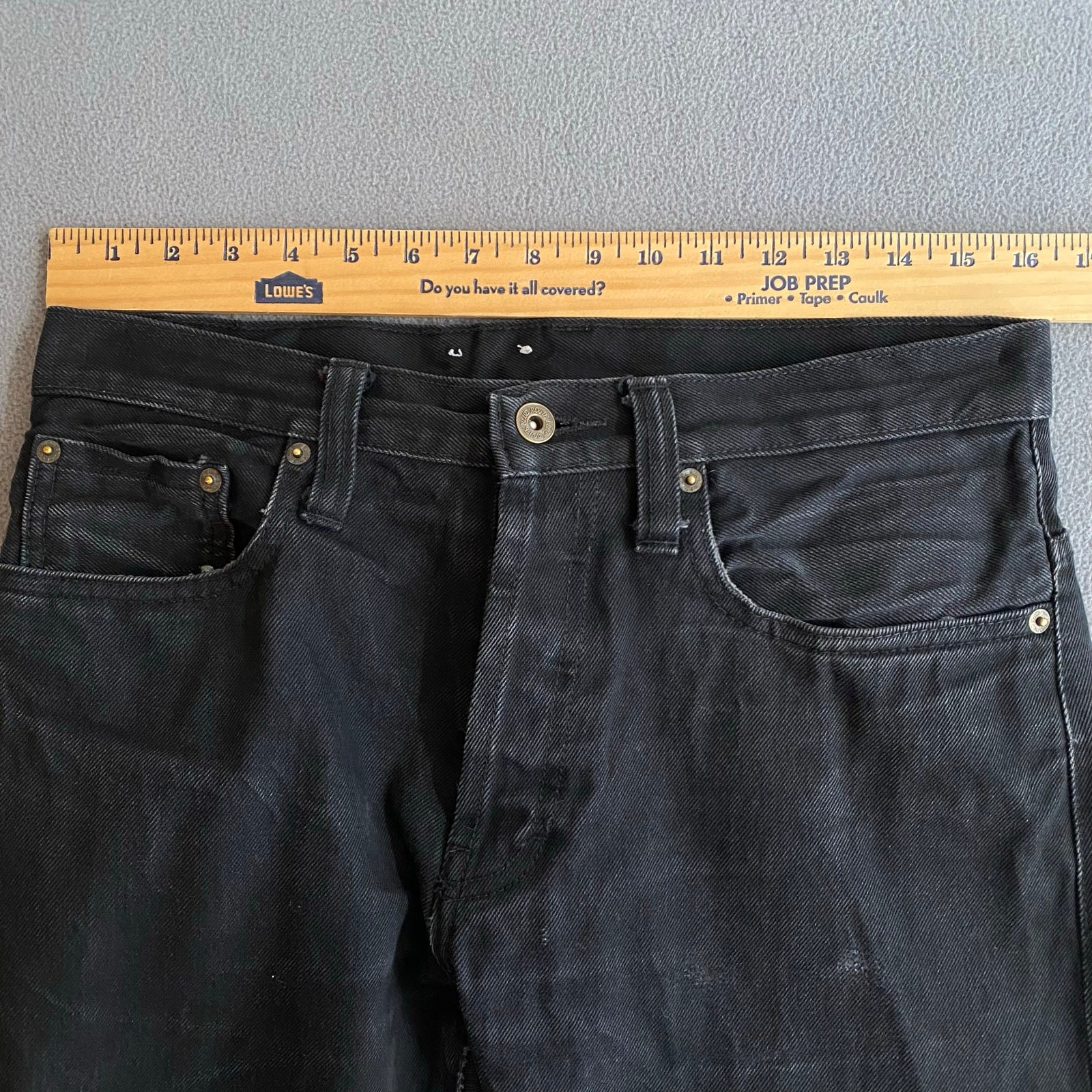 Route Blue Thailand Rare Selvedge Jeans Mens 33 Black Button Fly Straight Leg