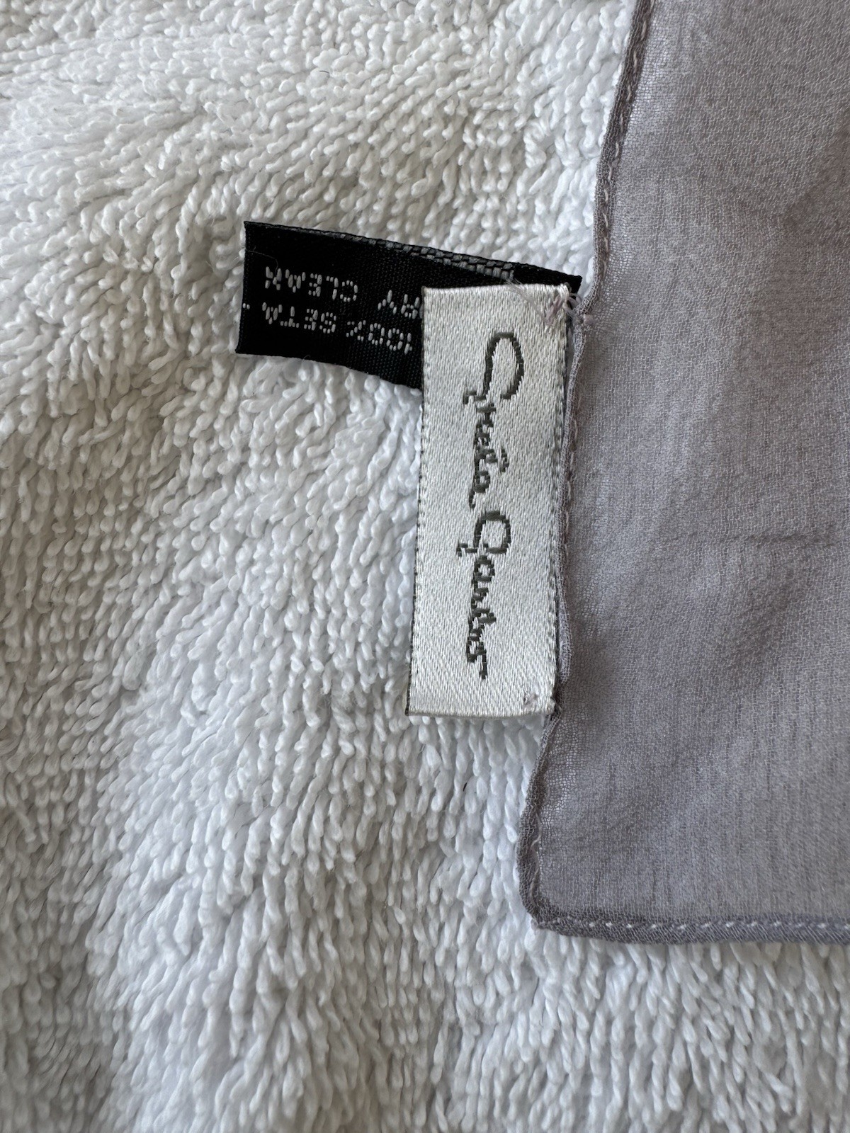 “Greta Garbo”, Sheer Lite Gray 100% Silk Chiffon Scarf, 21 X 21 in Sqr