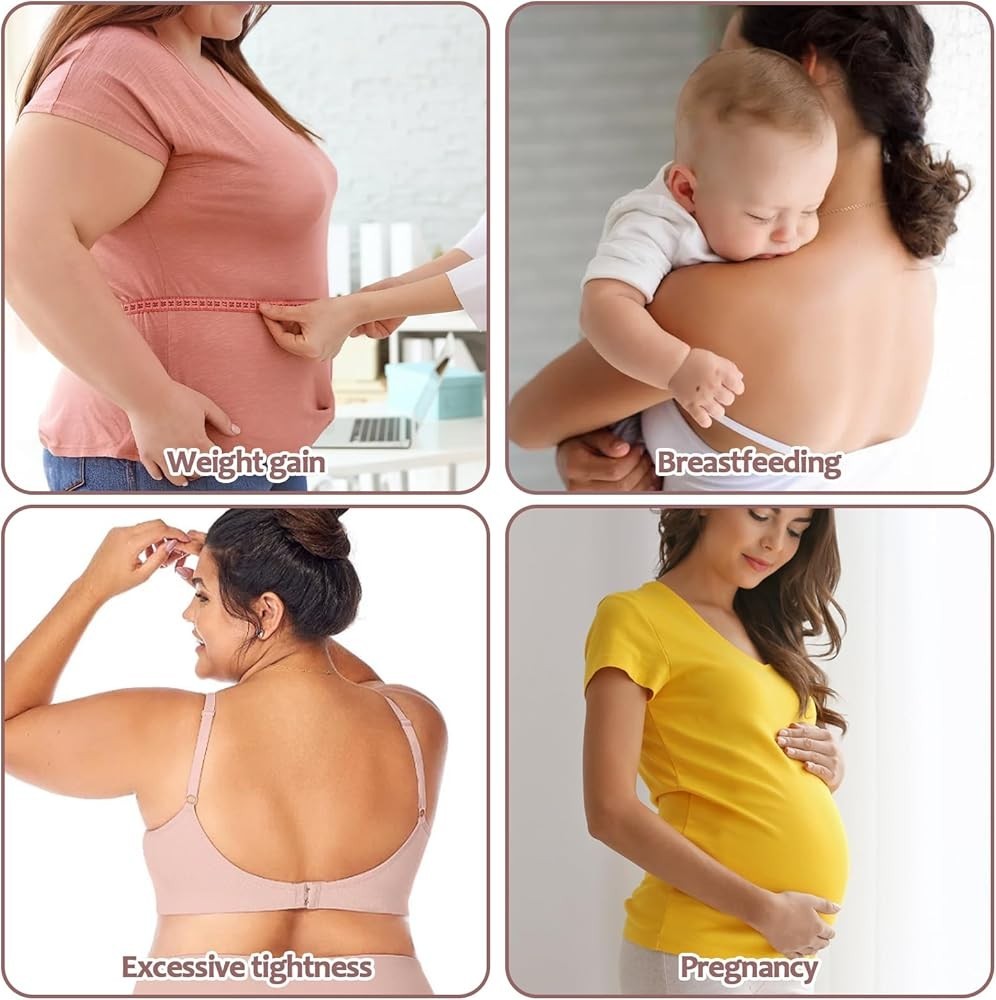 Bra Extender 3-Row (2/3/4 Hook) – Adjustable for Maternity Strapless & Tight Bra