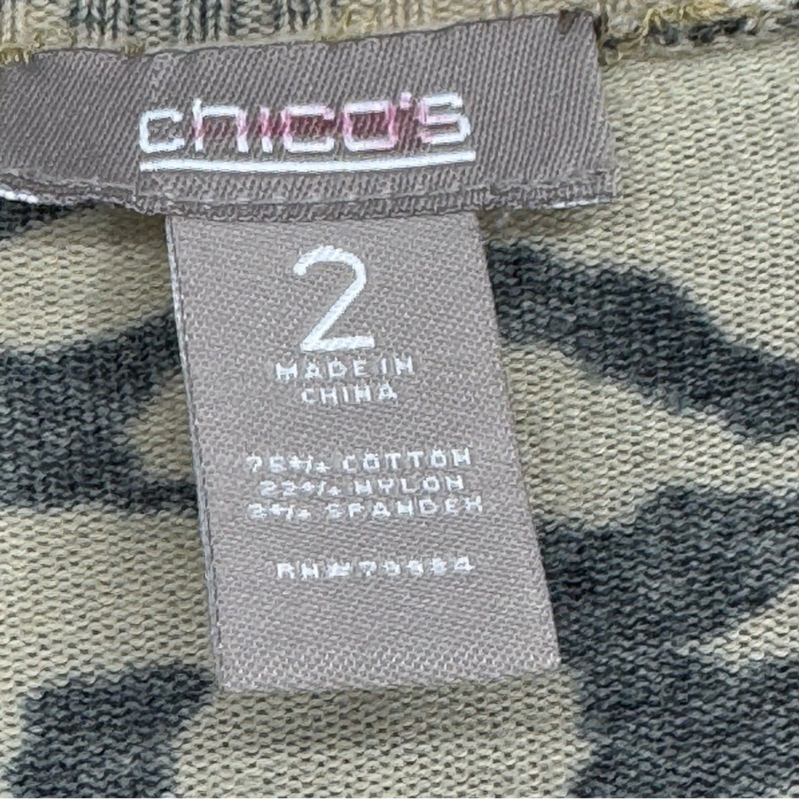 Chico’s Size 2 (Reg 12) Black/Tan Cotton/Nylon/Span Animal Print Open Cardigan