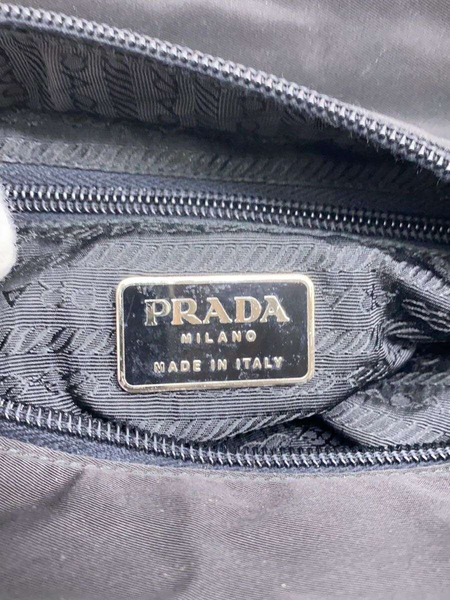 PRADA Triangle Logo Plate Handbag Nylon Black