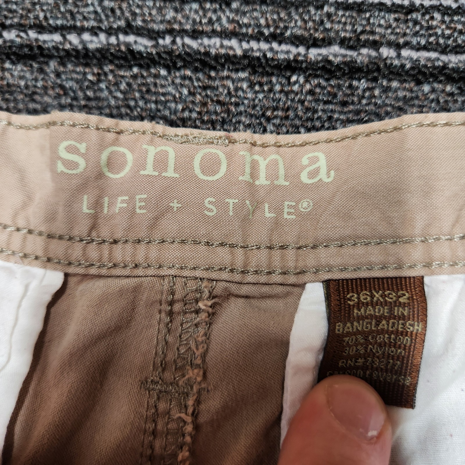 Sonoma Life + Style Convertible Cargo Hiking Pants Mens 36×32 Zip Off Khaki Tan