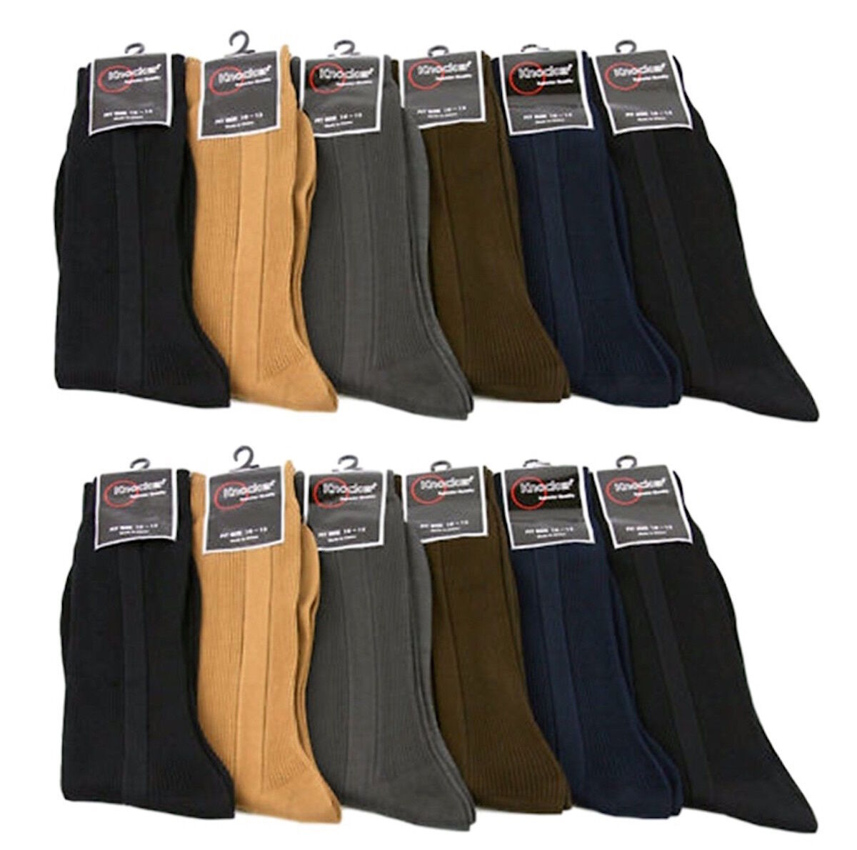 Men’s Dress Socks 6 Pairs Lot Ribbed Crew Style Casual Fashion Size 9-11 10-13