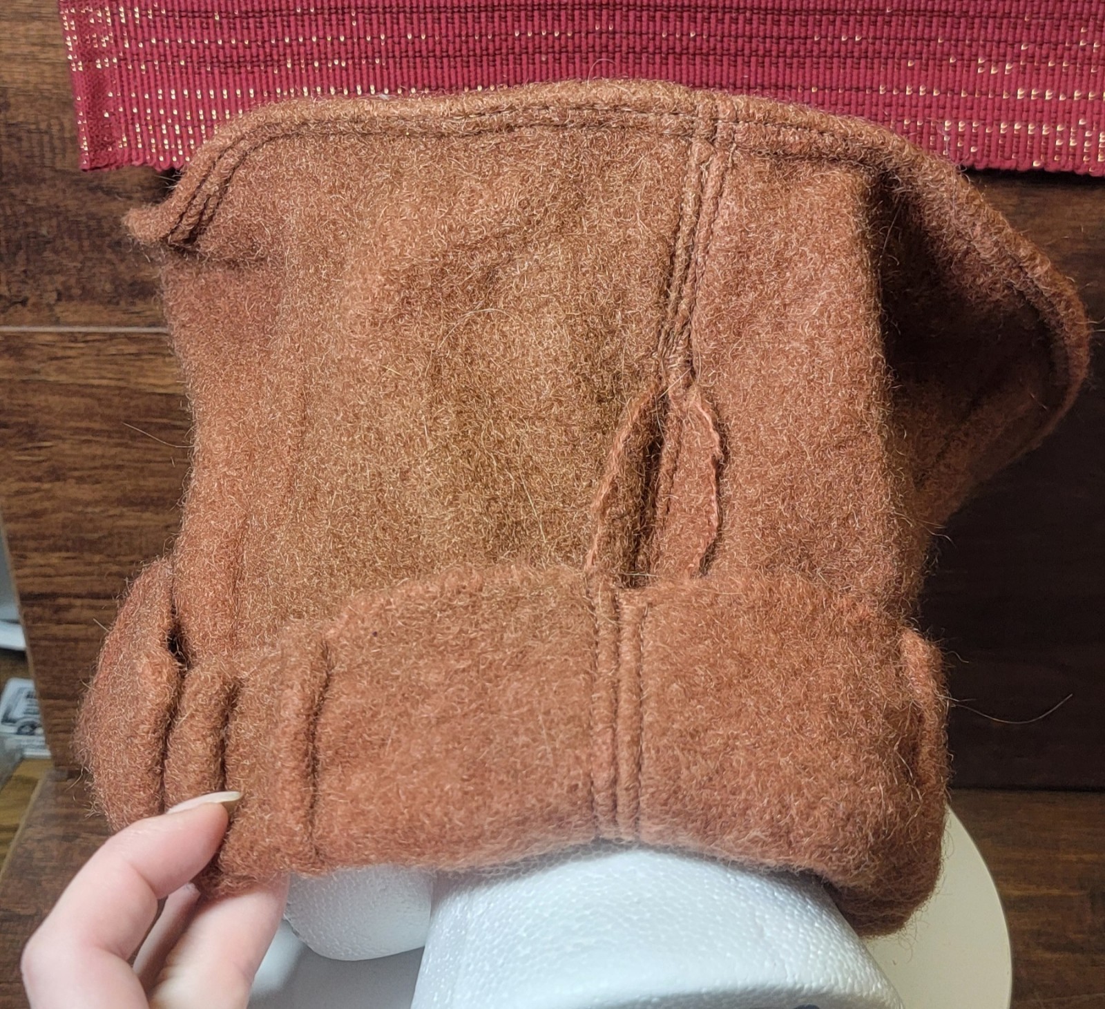 Afghan Pakol? One Size Hat Wool Cap Made In Pakistan Rust Color Brown/Orange