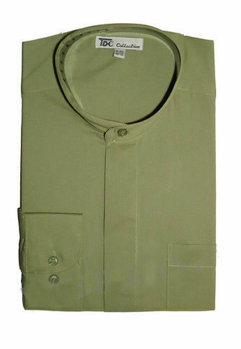 Mens’ Mandarin Collar (Banded Collar) Dress Shirt by TDC Collection
