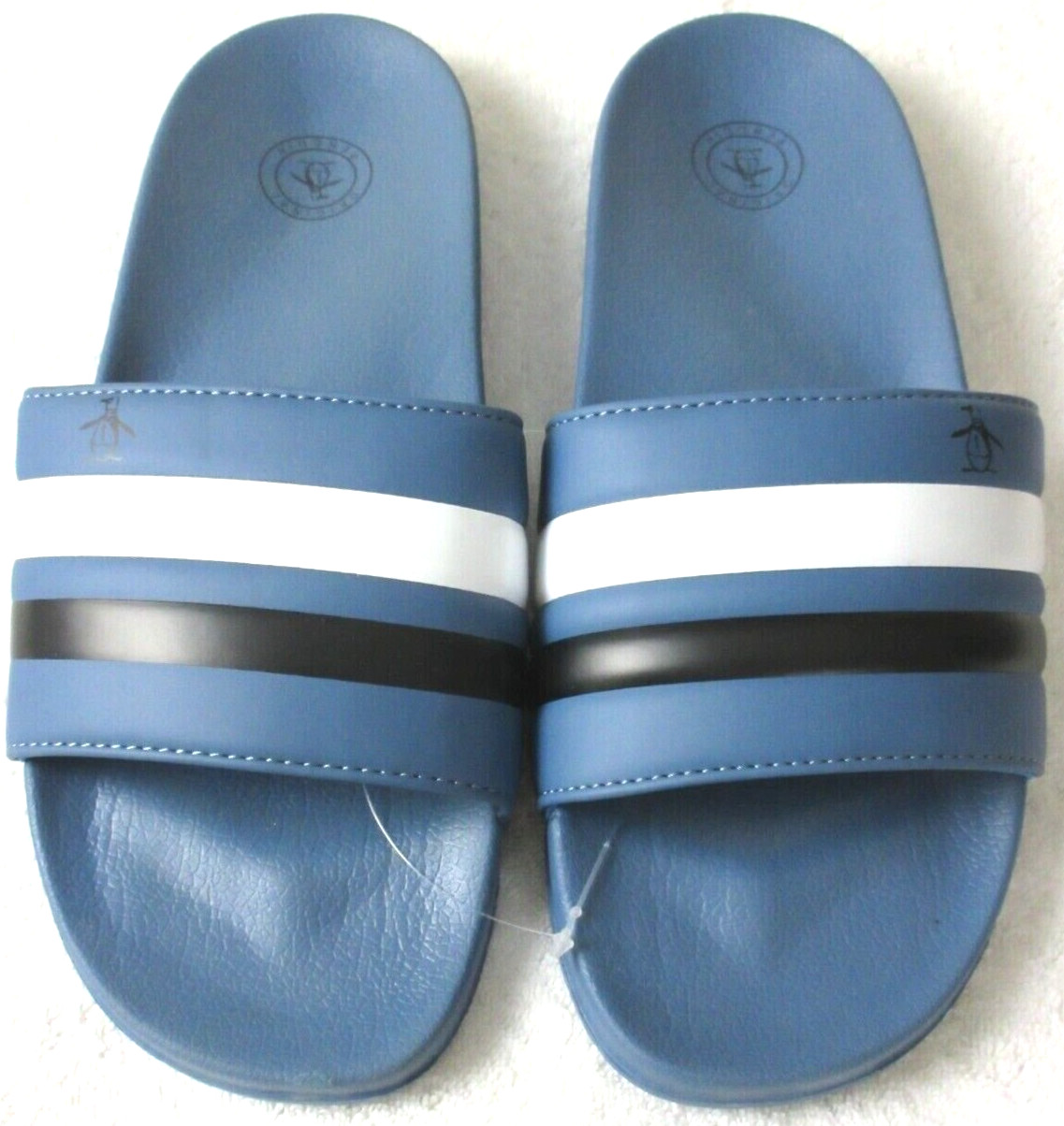 Original Penguin Men’s Earle Slide Sandal Blue White Dark Blue Black NWT Classic