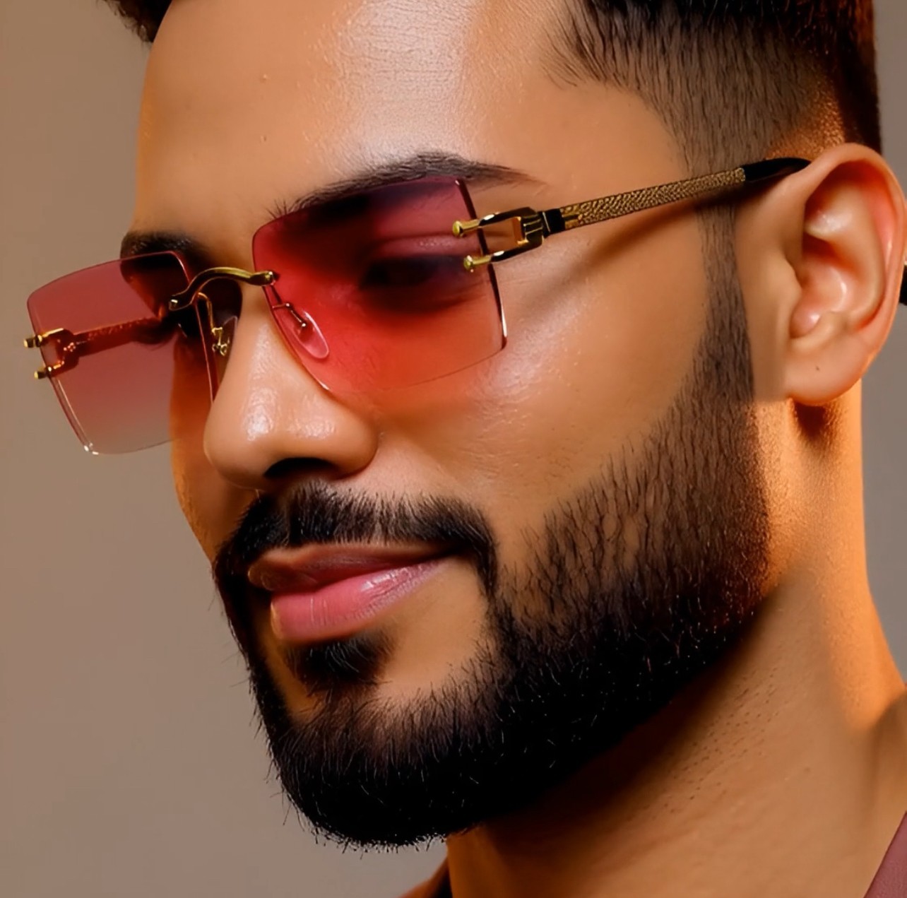 Hip Hop Glasses Clear Lens Gold Frame Rimless Square Shades Migos Quevo Style