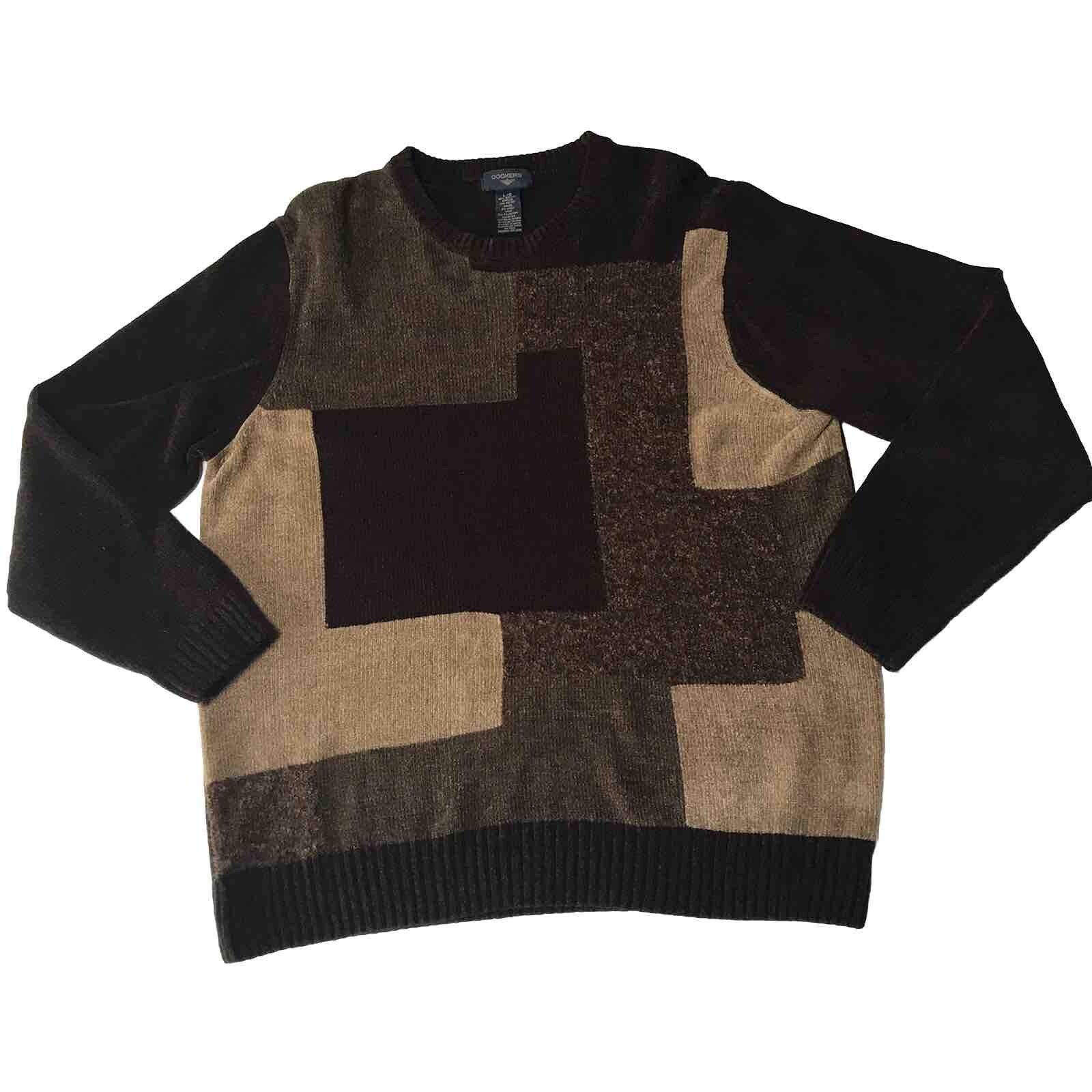 Vintage 90s Y2K Sweater Mens Large Wool Geometric Grunge Skater Grandpa Hip Hop