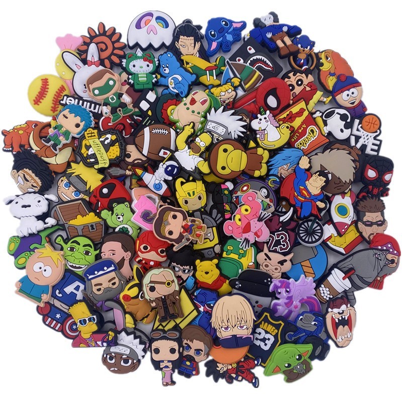 90 Pcs Mixed Pvc Shoe Charms Lot Different Charms Fit For Croc Clog Sandals USA