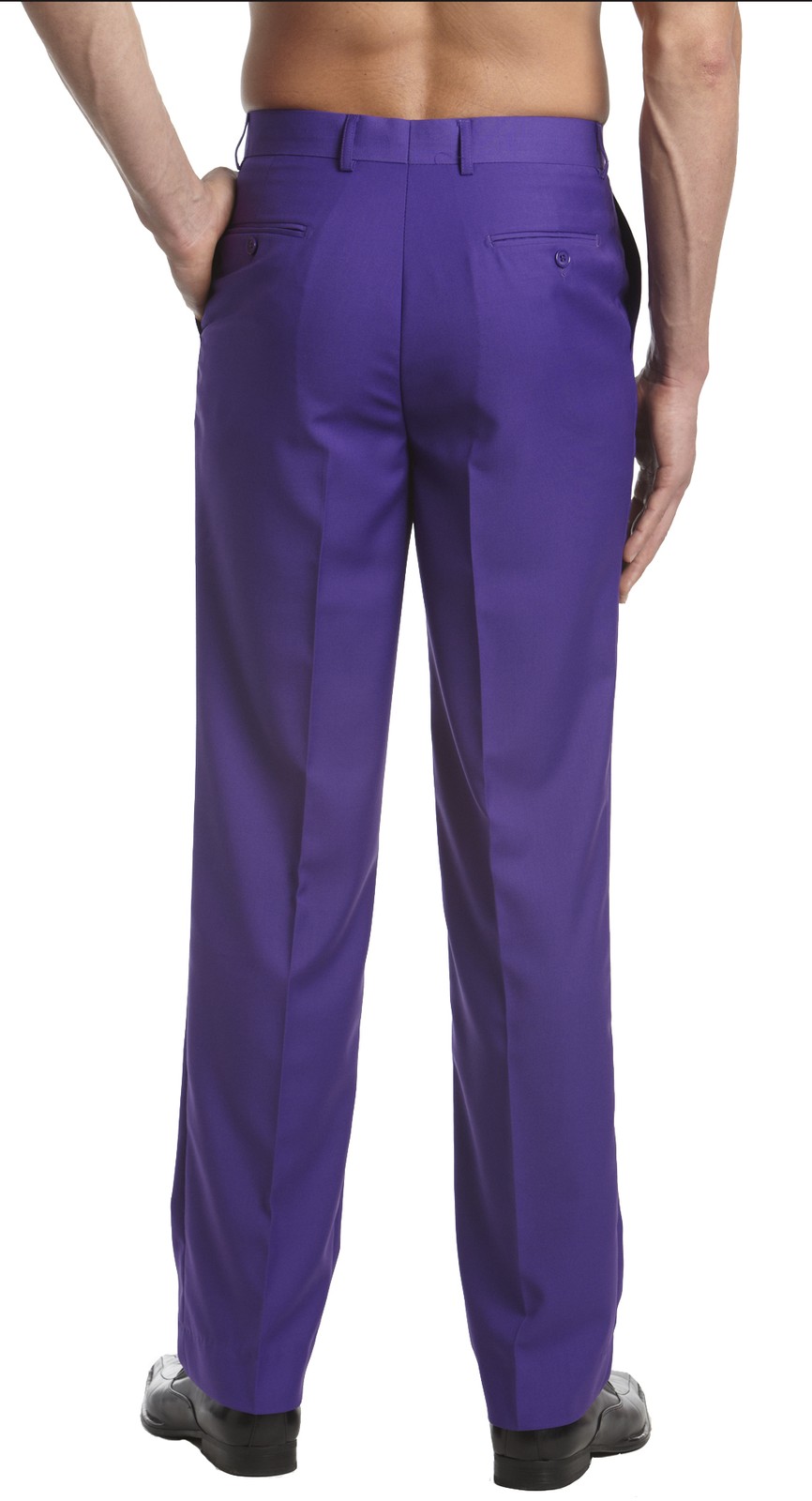 CONCITOR Men’s Dress Pants Trousers Flat Front Slacks Solid PURPLE INDIGO Color