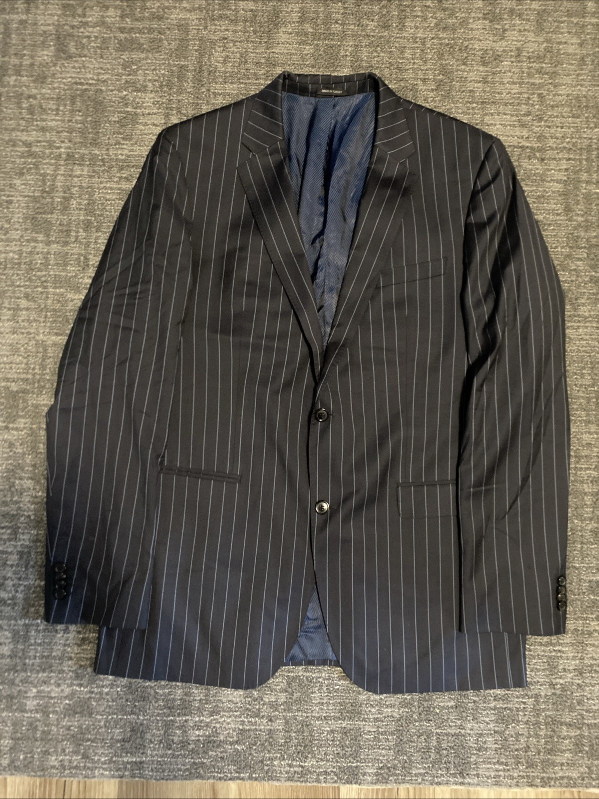 Hugo Boss Men’s 44L Navy Blue Blazer Sport Coat with Two Button, Made in USA