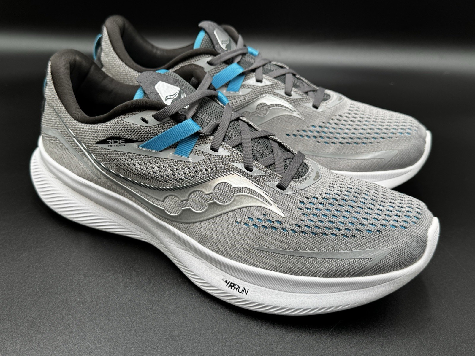Size 12.5 – Saucony Ride 15 Alloy Topaz Running Shoes