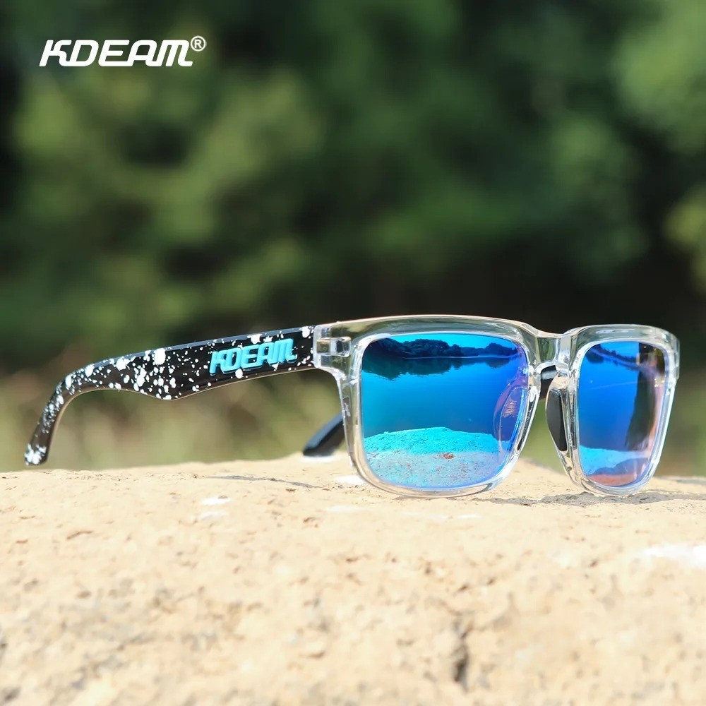 KDEAM Polarized Square Sunglasses UV400 Outdoor Driving Fishing Men Women Case