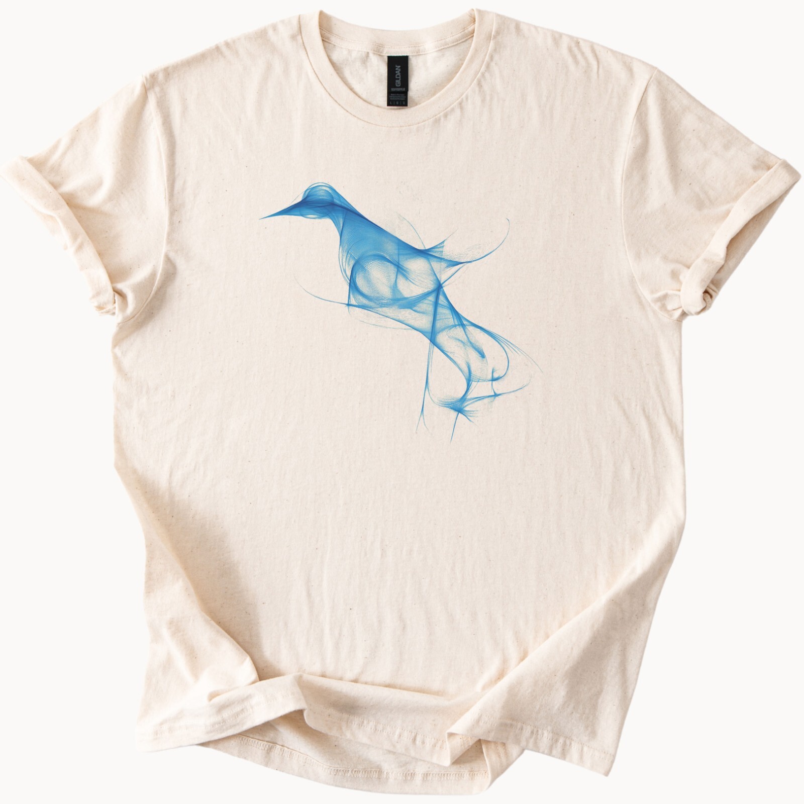 Blue Bird Graphic Tee Abstract Design Shirt Artistic Bird Top