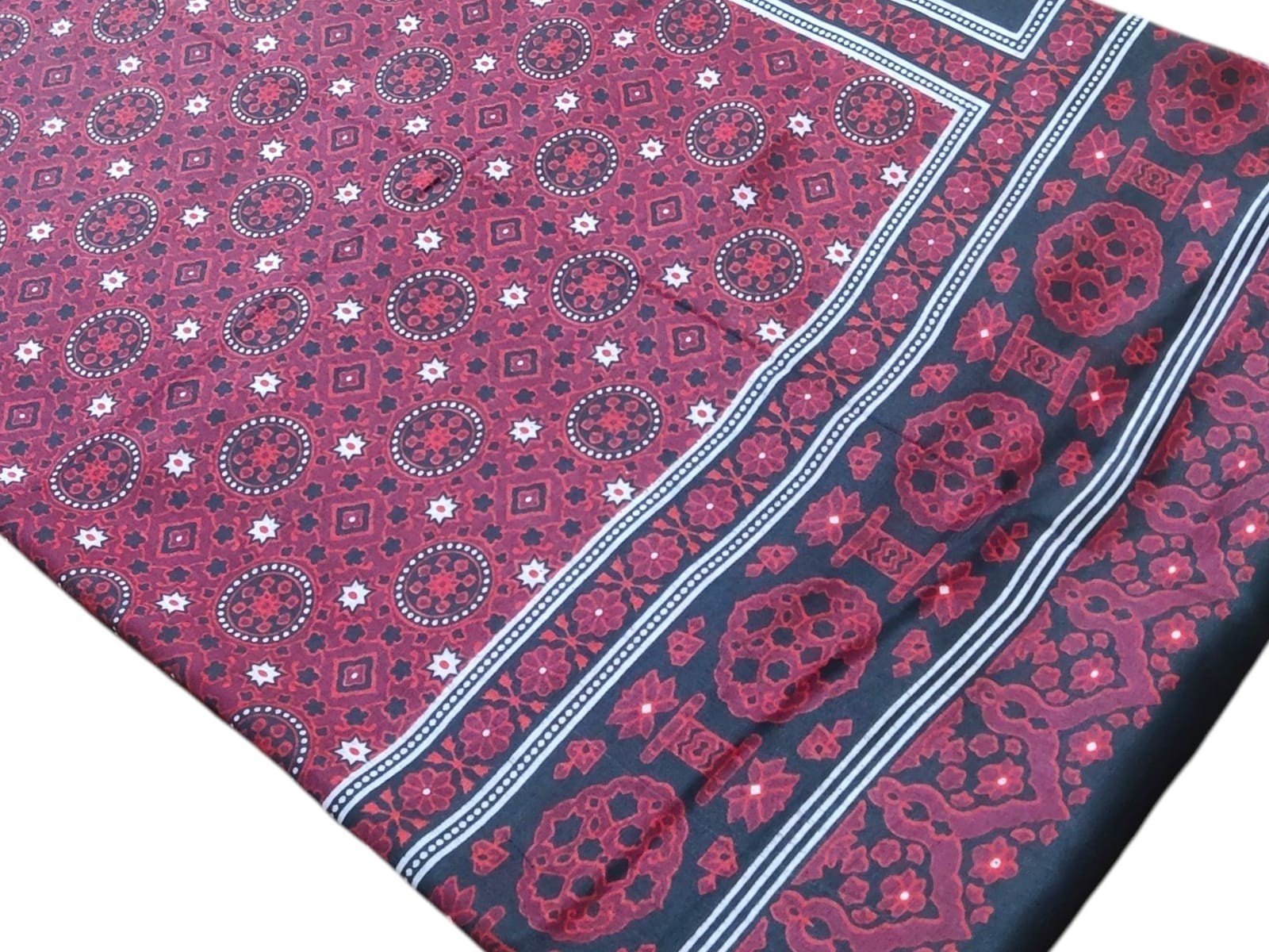 Sindhi Ajrak Traditional Chadar Oversized Printed Cultural Wrap Shawl Pakistan
