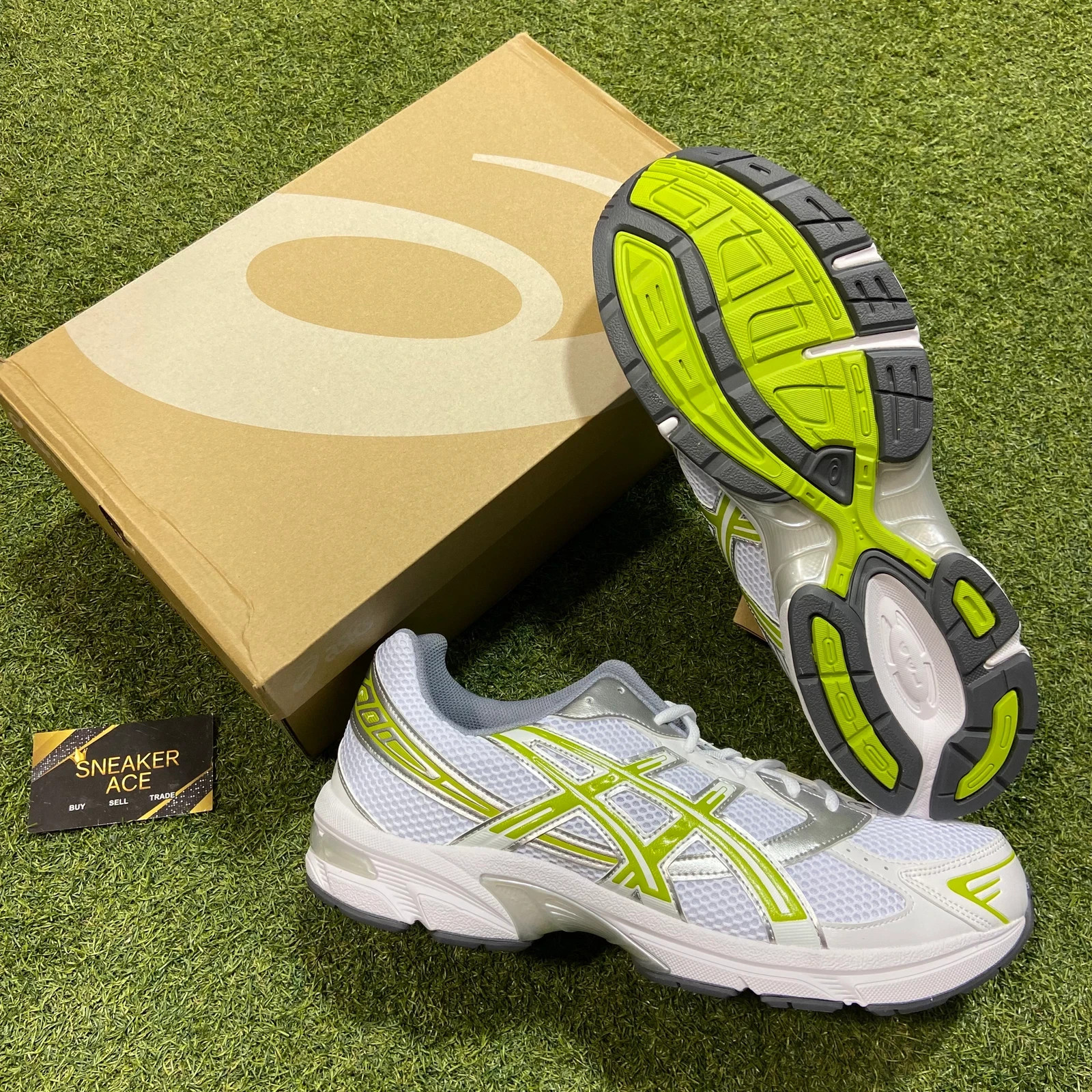 NIB ASICS WHITE/GREEN GEL-1130 SNEAKERS SIZE 11