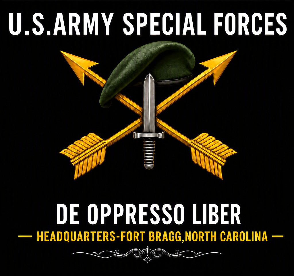 U.S.ARMY SPECIAL FORCES* DE OPPRESSO LIBER *VINYL *2-SIDED SHIRT. ARMY LICENSED