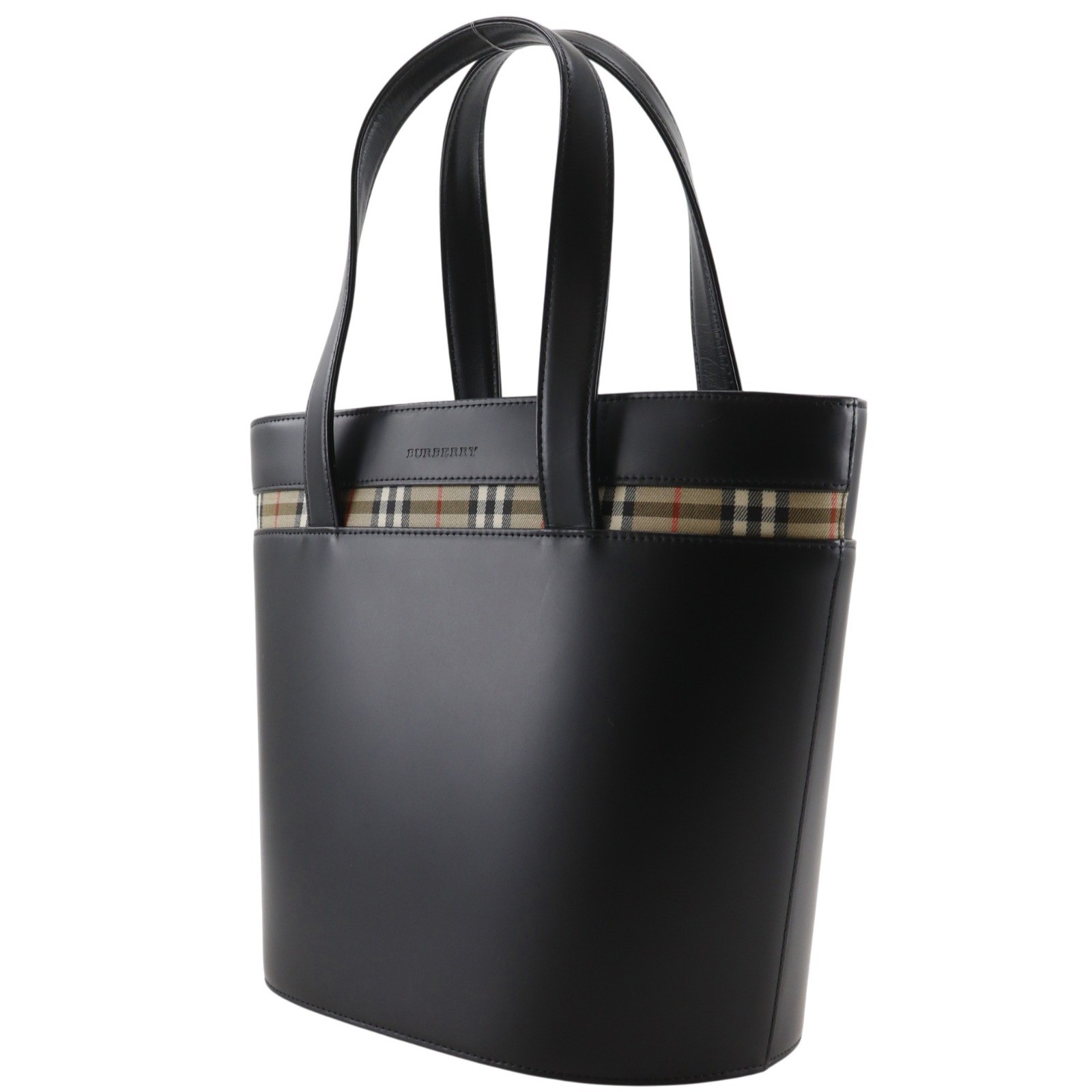 BURBERRY Nova Check Handbag black leather Women