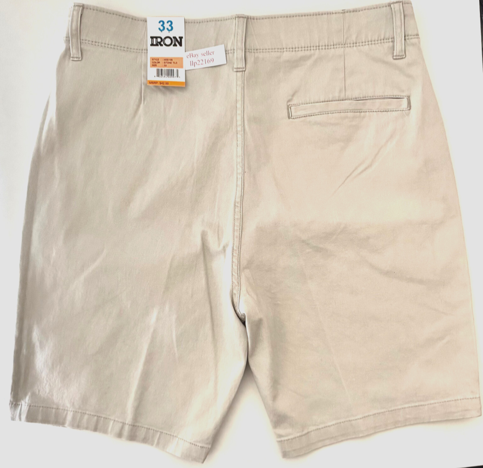 IRON CO Men’s Stretch Shorts (SIZE 33) Flex Waist Flat Front STONE TILE New Tag!
