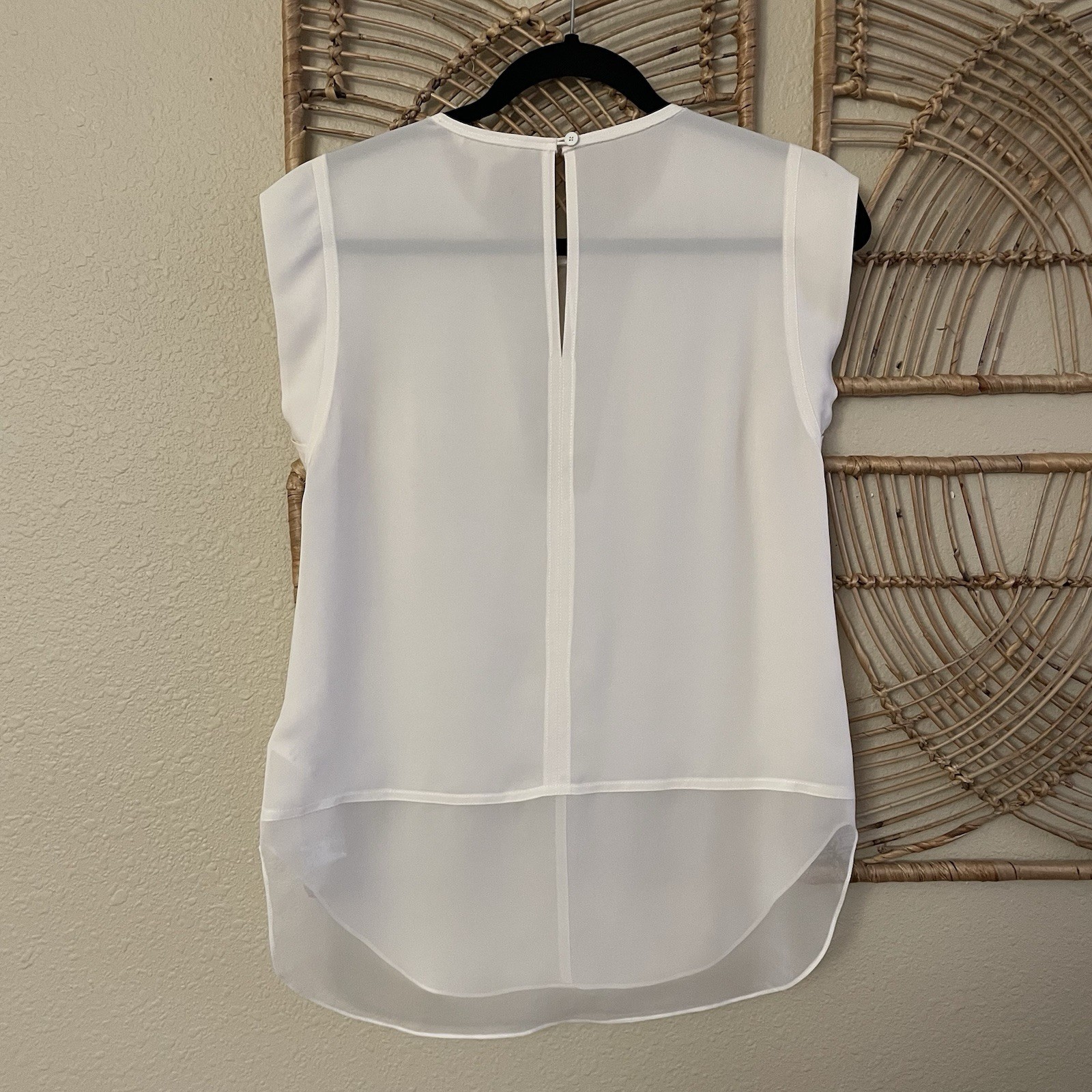 Rebecca Taylor Charlie Sheer Panel 100% Silk Top Blouse Ivory Sz 2 NWOT B23