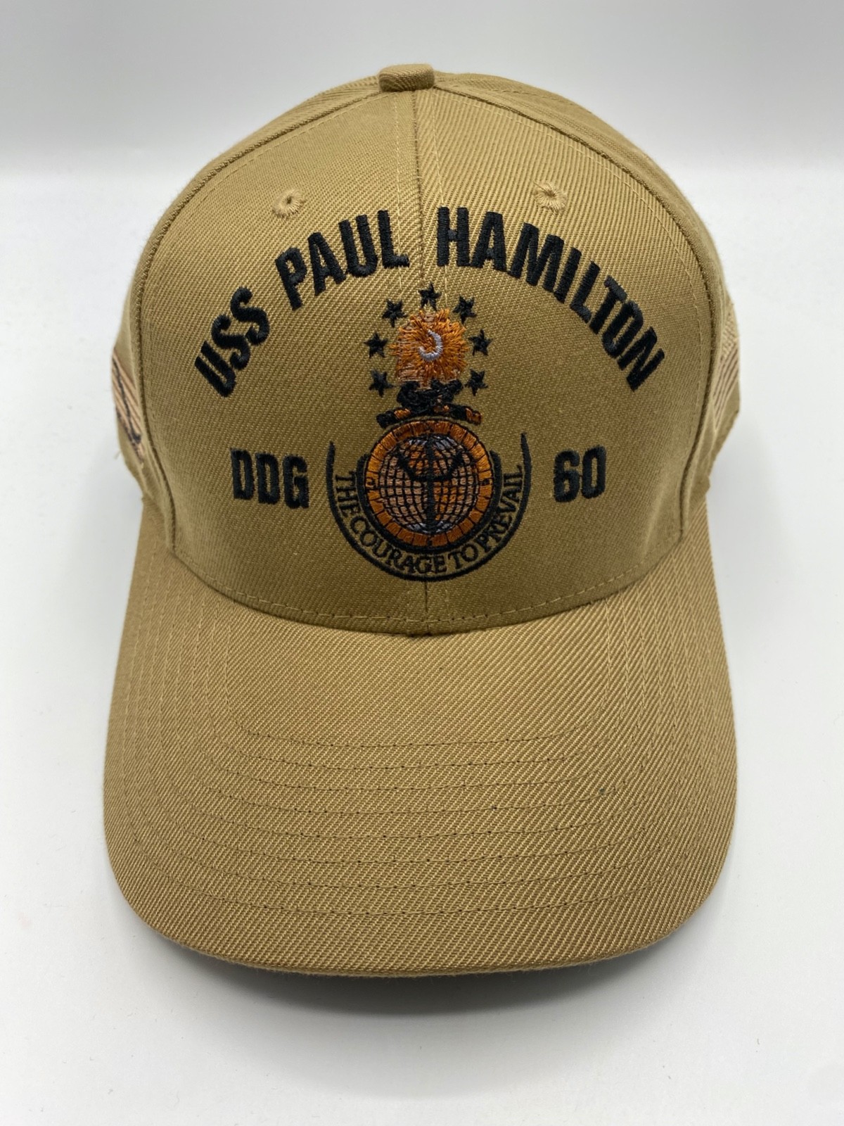 The Corps USS Paul Hamilton DDG 60 Logo Beige Baseball Cap Hat One Size