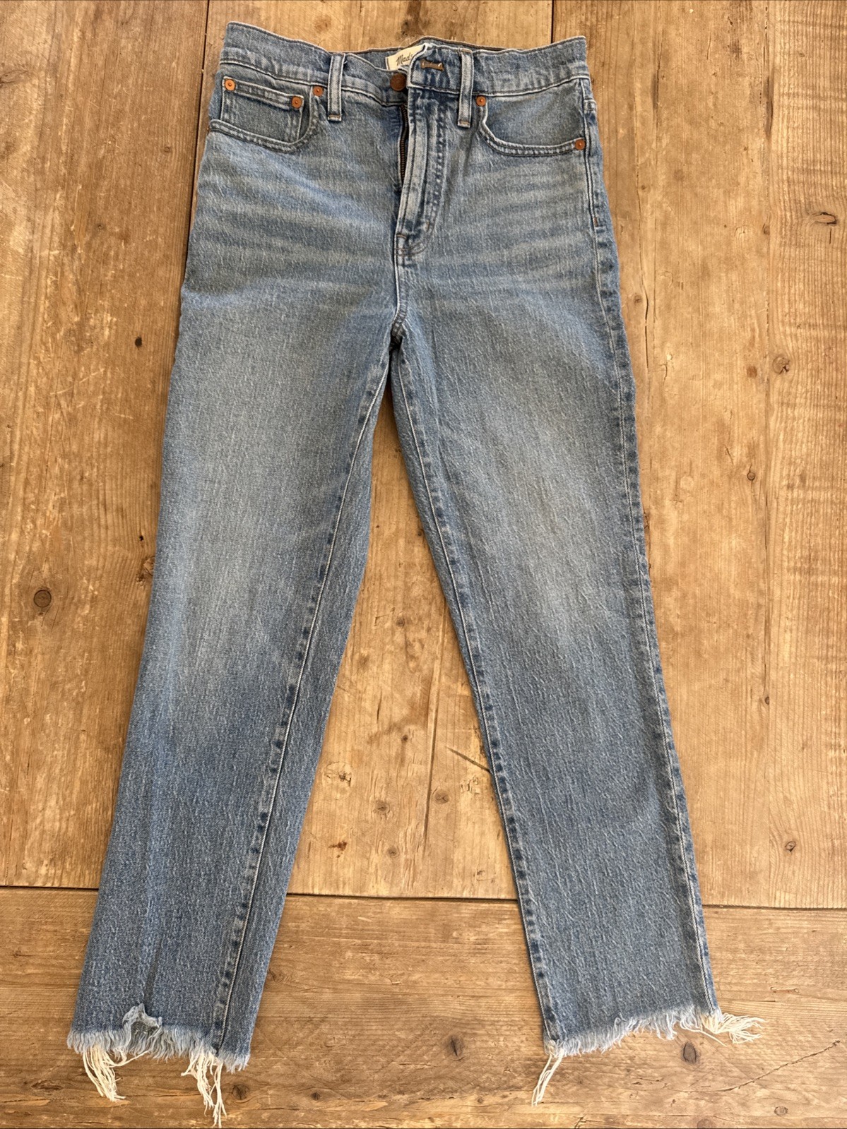 Madewell The Perfect Vintage Jean High Rise Raw Hem Medium Wash Size 28