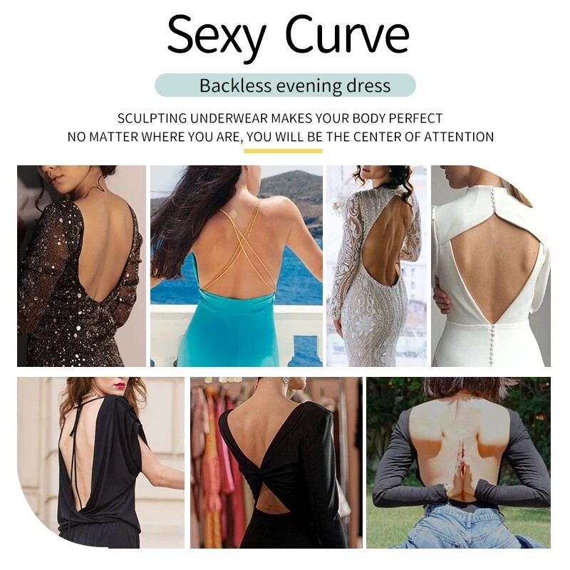 Fajas Colombianas Backless Invisible Body Shaper U Plunge Bra Bodysuit Underwear