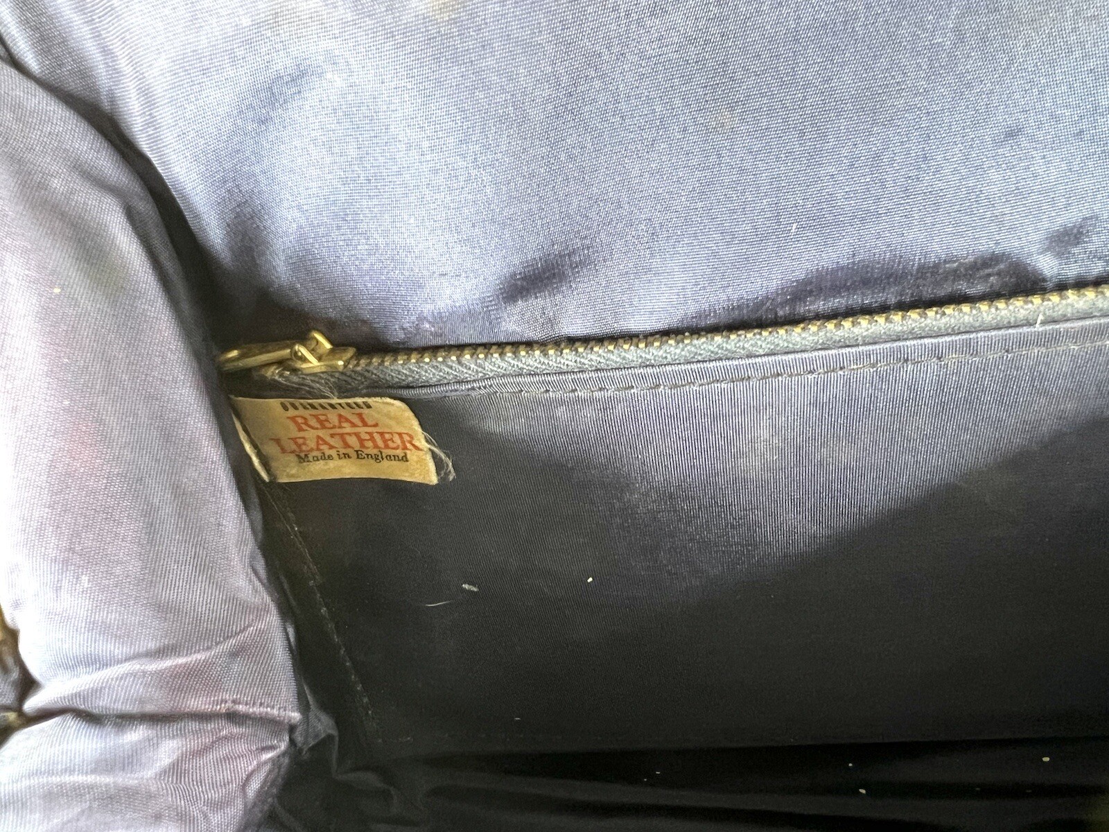 Vintage Leather Kelly Hand Bag 50s 60s Navy Black Gold Mods Gold Clasp Satchel