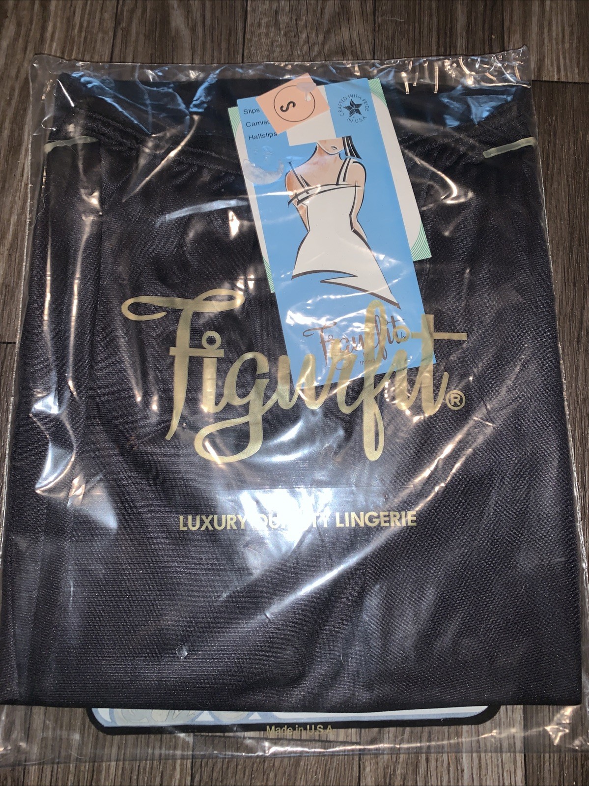 VINTAGE FIGURFIT NYLON 32 LONG HALF SLIP Small Black NOS