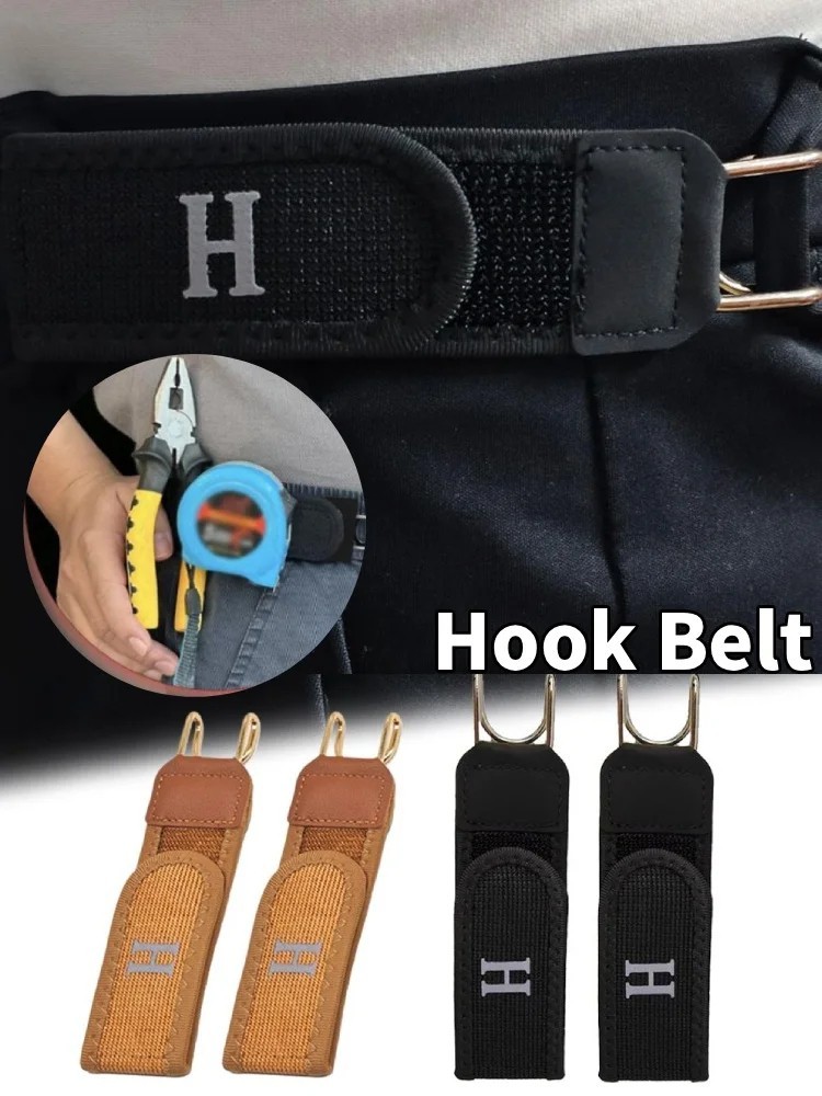 2PCS Tactical Metal Hook Elastic Belt Buckle-Less Invisible Waist Belt Closure