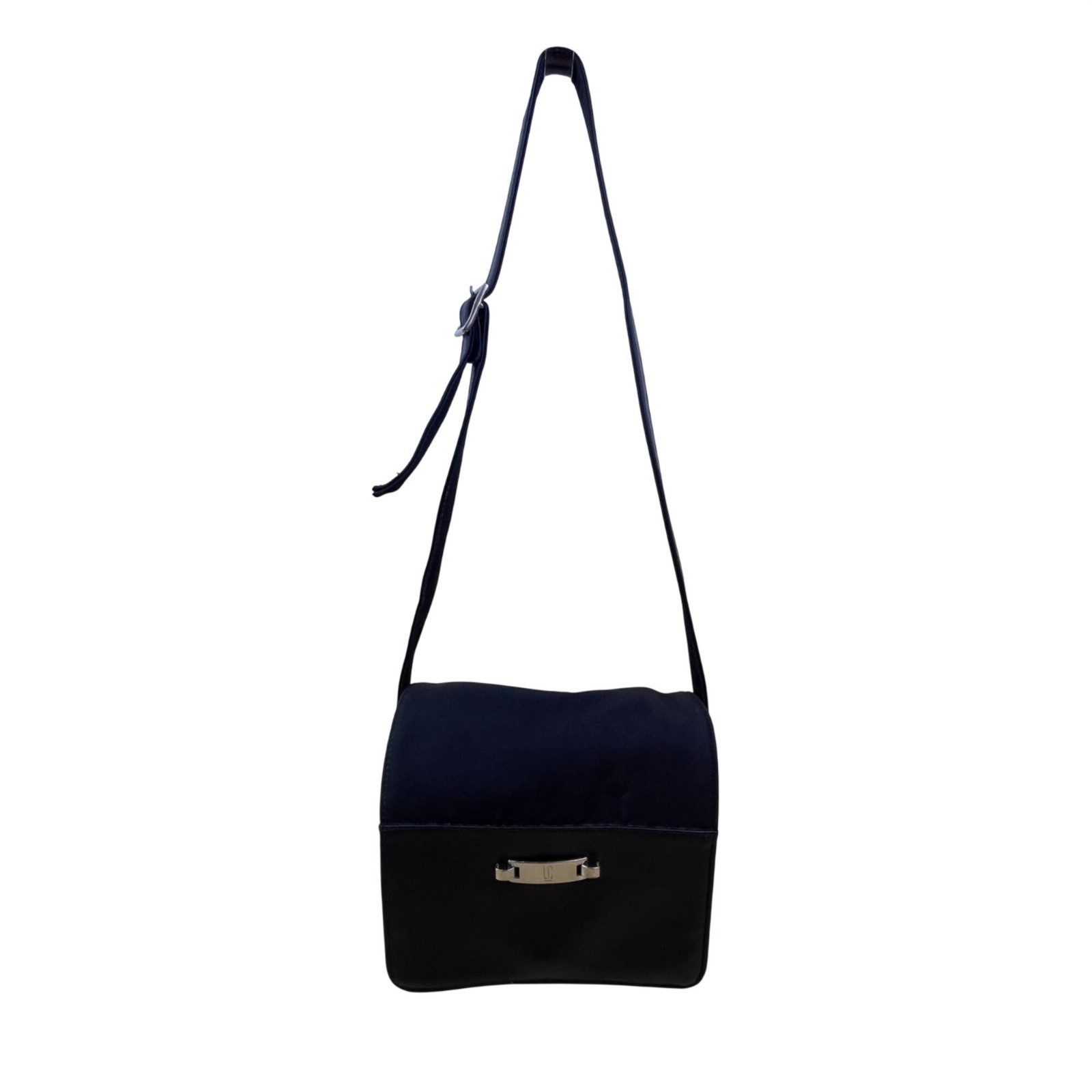Liz Claiborne Women’s Black Faux Leather & Nylon Adjustable Strap Crossbody Bag