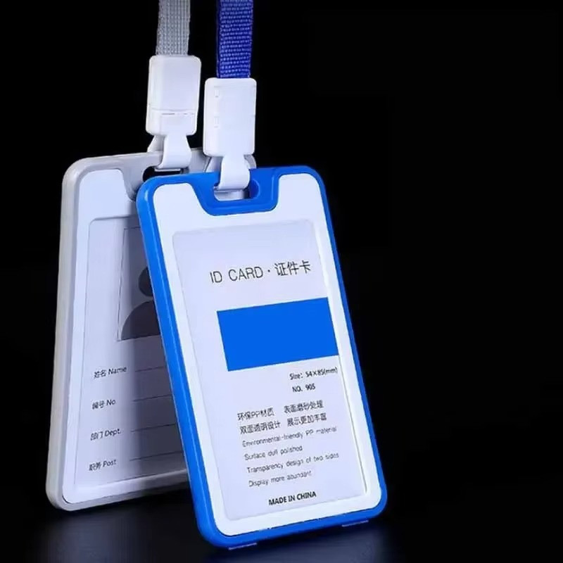 ID Badge Holder Double-Sided Windows Clear Vertical Card Holder with Lanyard