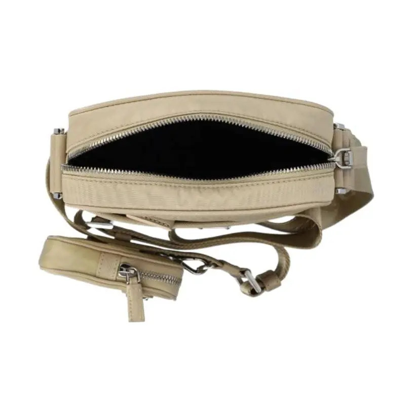 PRADA Metal Triangle Logo Leather Shoulder Bag For Men 6.6x2x7.8 in