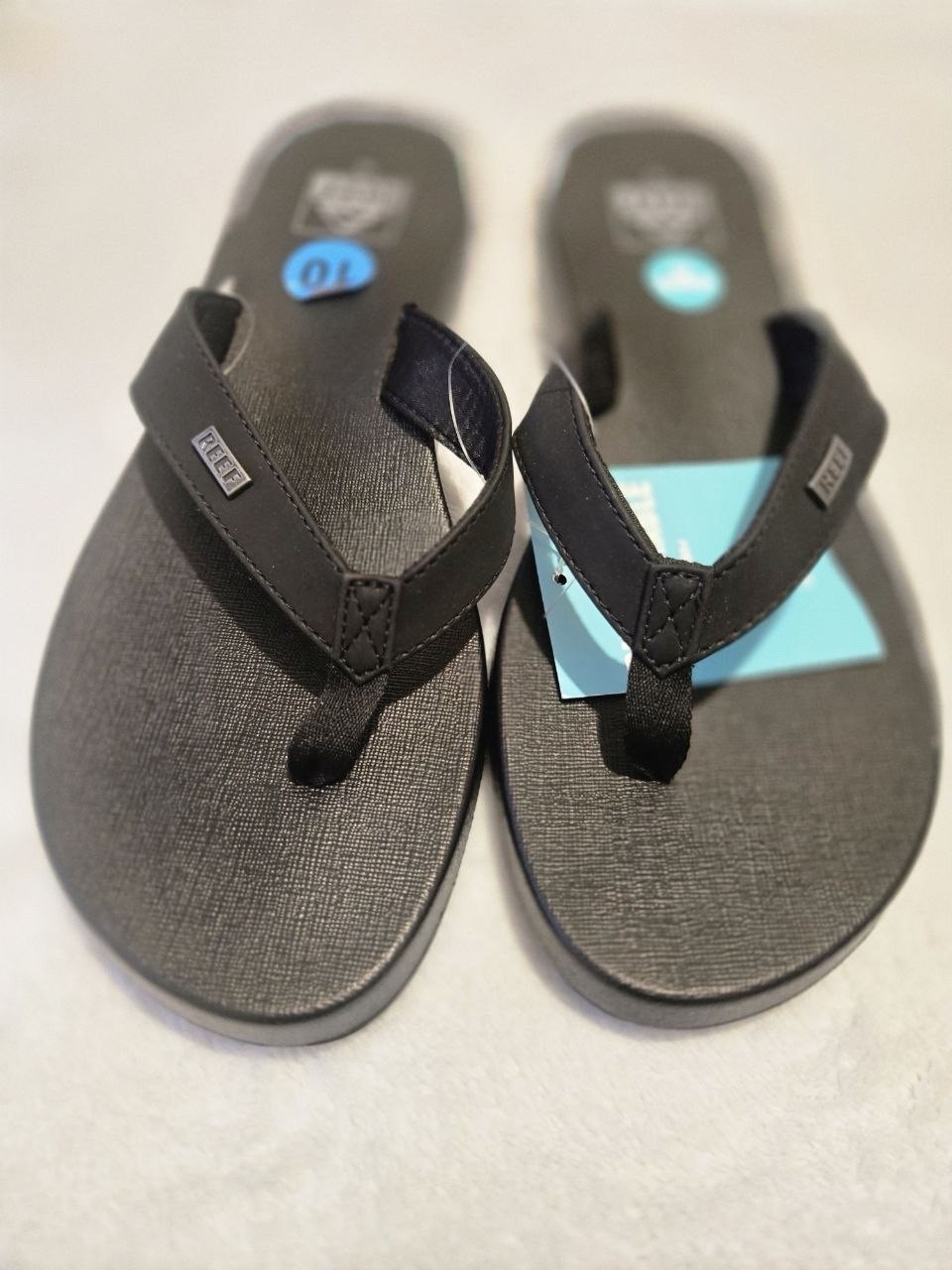 REEF Black Thong Sandals Comfort Slip-On w/ Logo Accent Women’s US 10