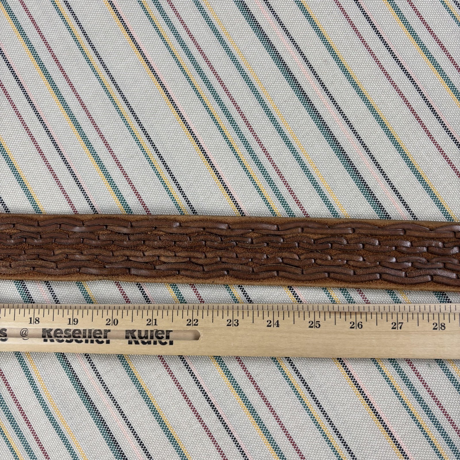 Western Leather Belt Mens 32 Brown Italian Braided B Initial Silver Oval Buckle