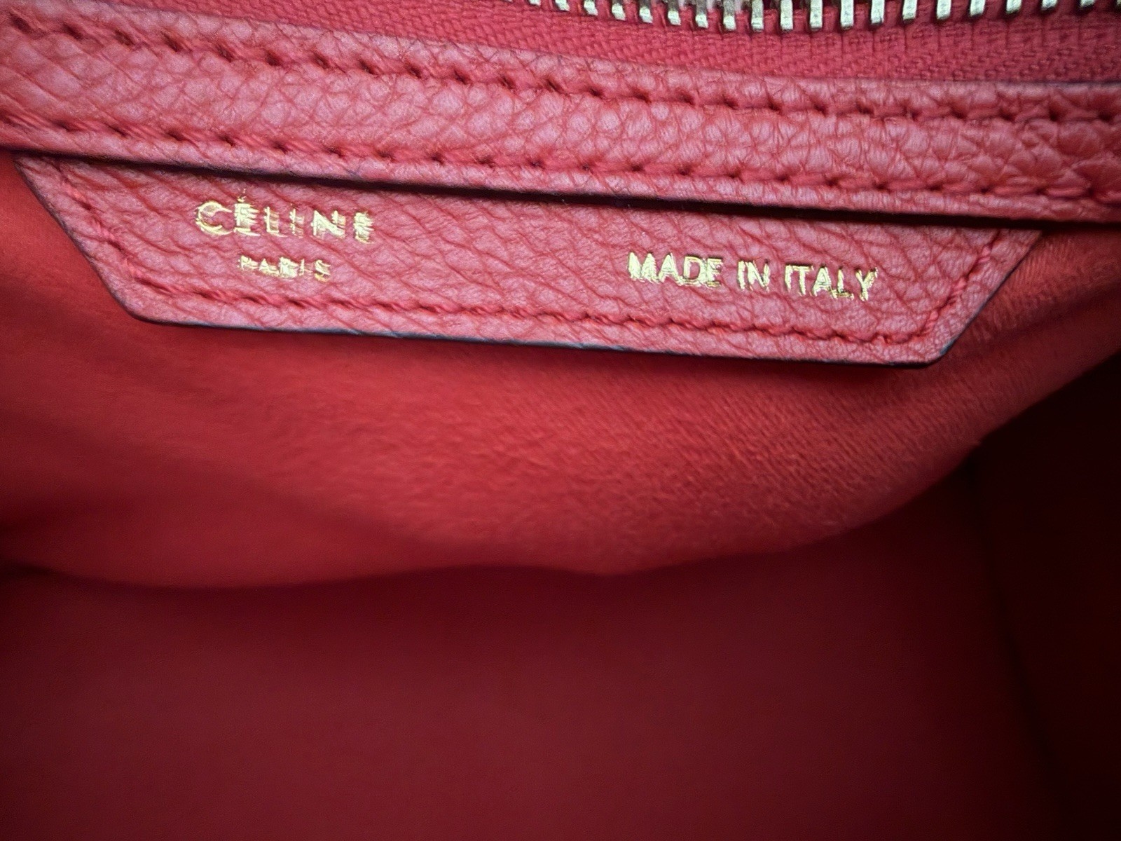 Authentic Celine luggage Tote bag Red Calf Skin