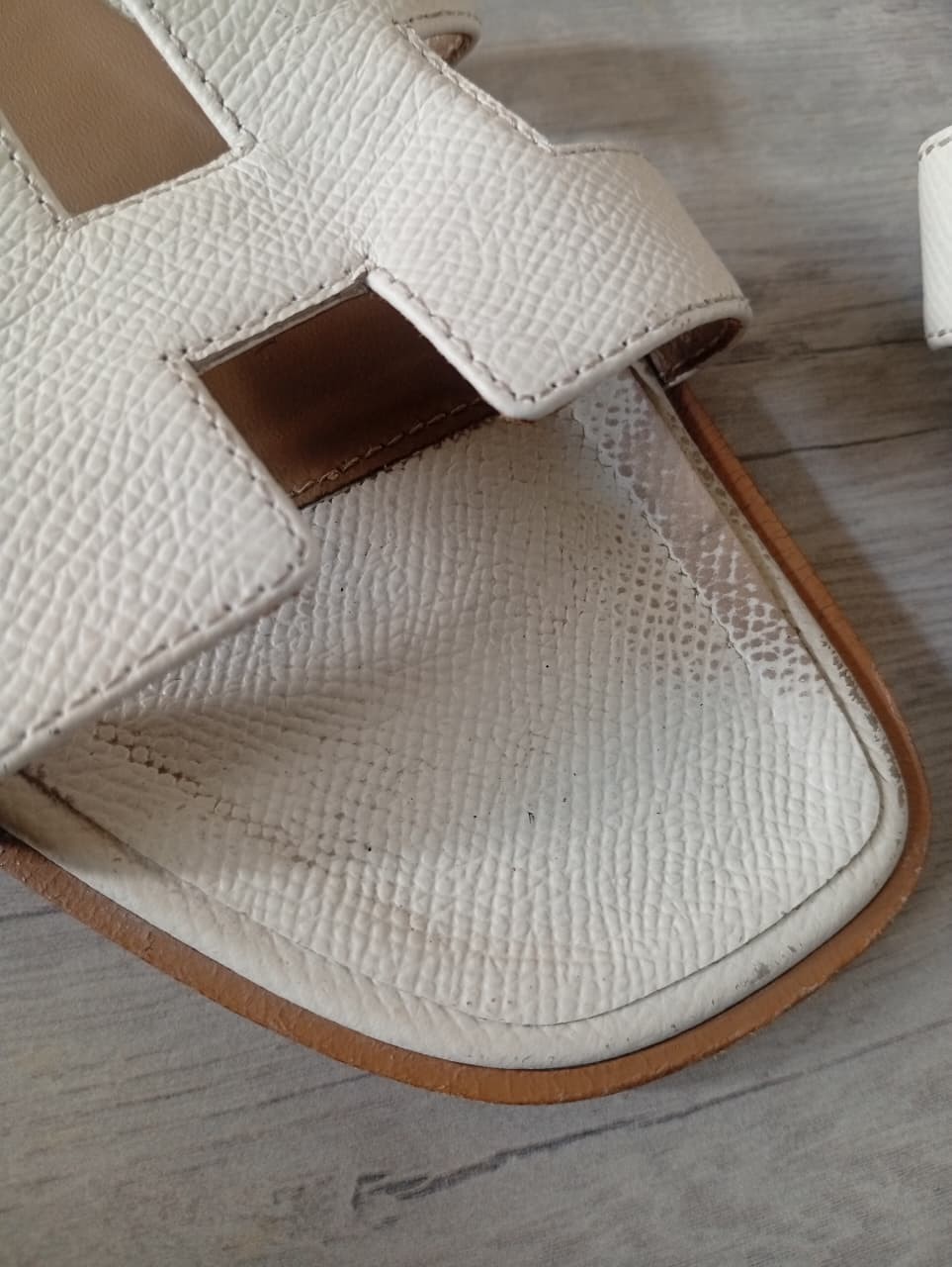 Hermes Oran Sandals In White Size 38