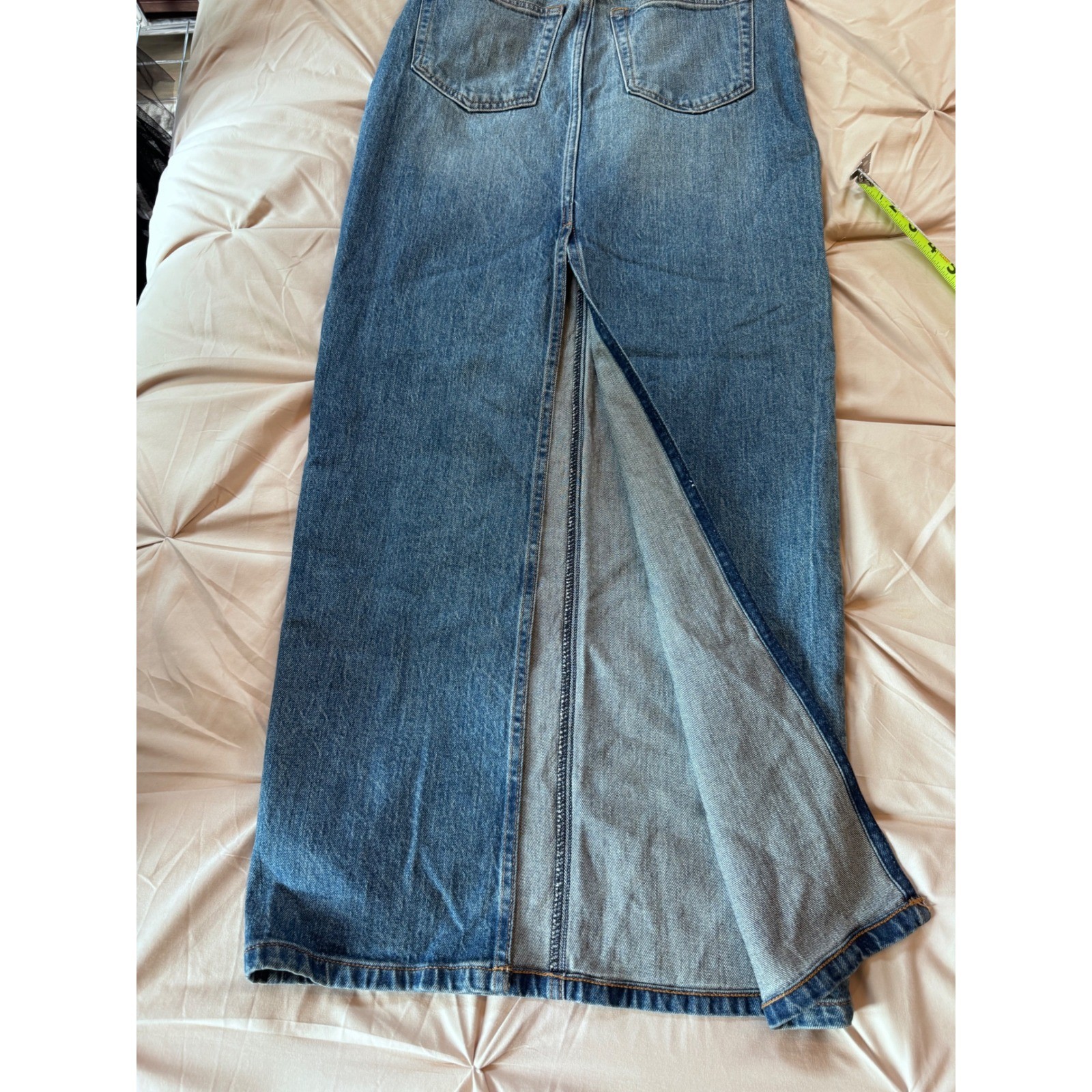 Reformation Daria Ultra High Rise Denim Maxi Skirt Medium Wash Blue Size 26