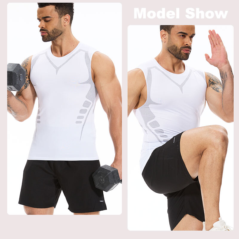 Men Compression Shirt Version Ionic Shaping Sleeveless Vest Tank Top S-2XL