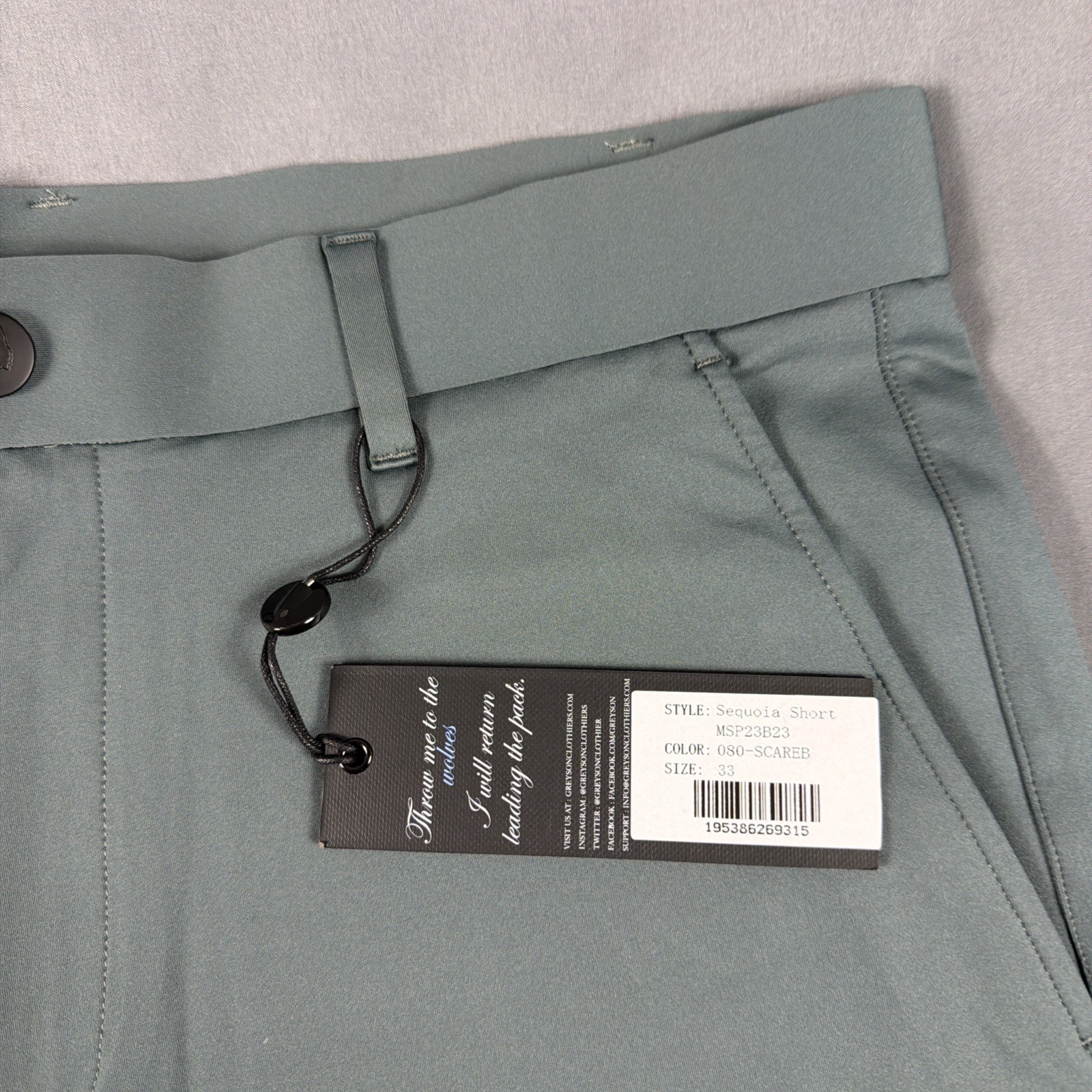 Greyson Golf Shorts Sequoia Nylon Cotton Spandex 33 x 9.5 Scareb NWT MSRP $148
