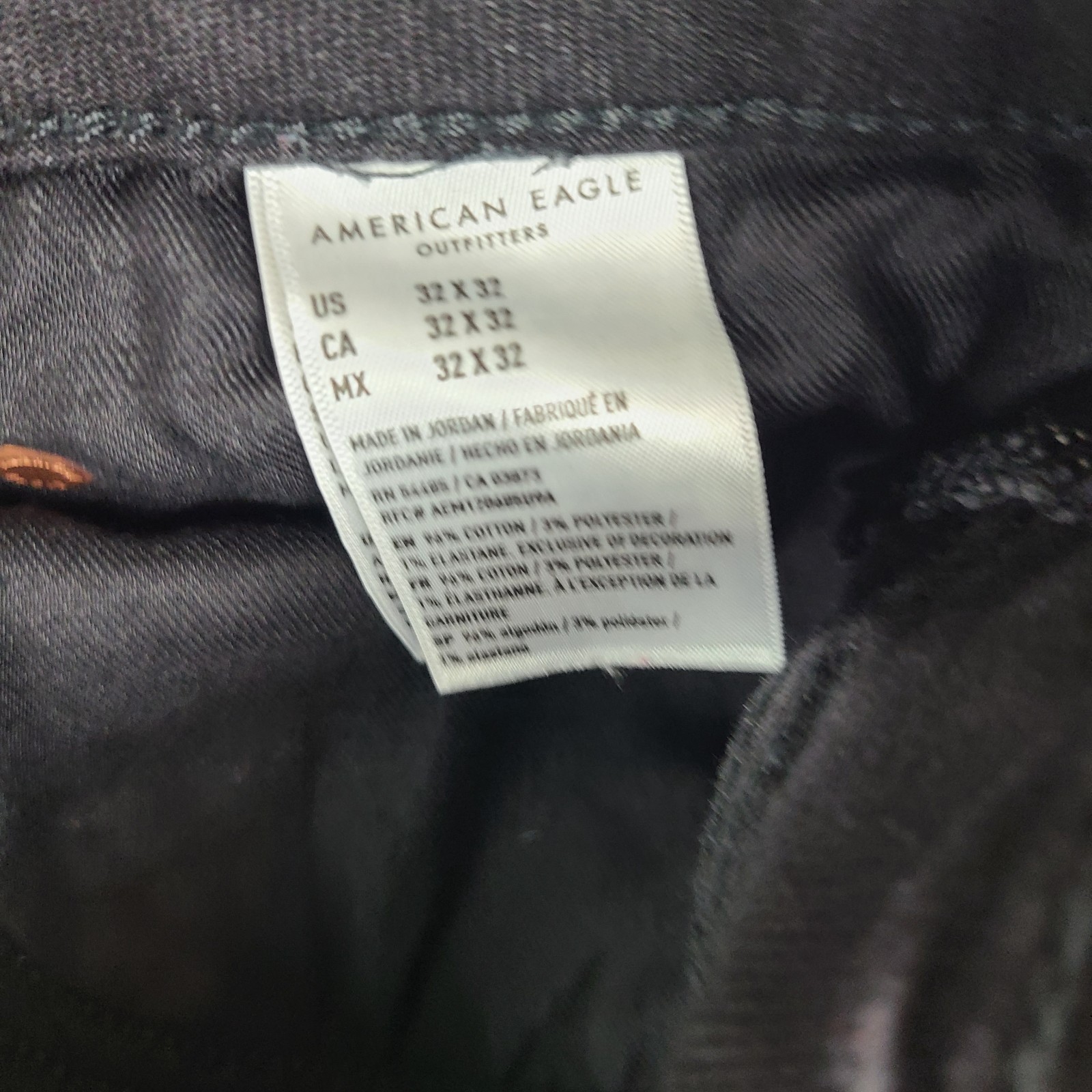 American Eagle Jeans Mens 32×32 Black Wash Airflex + Skinny Denim