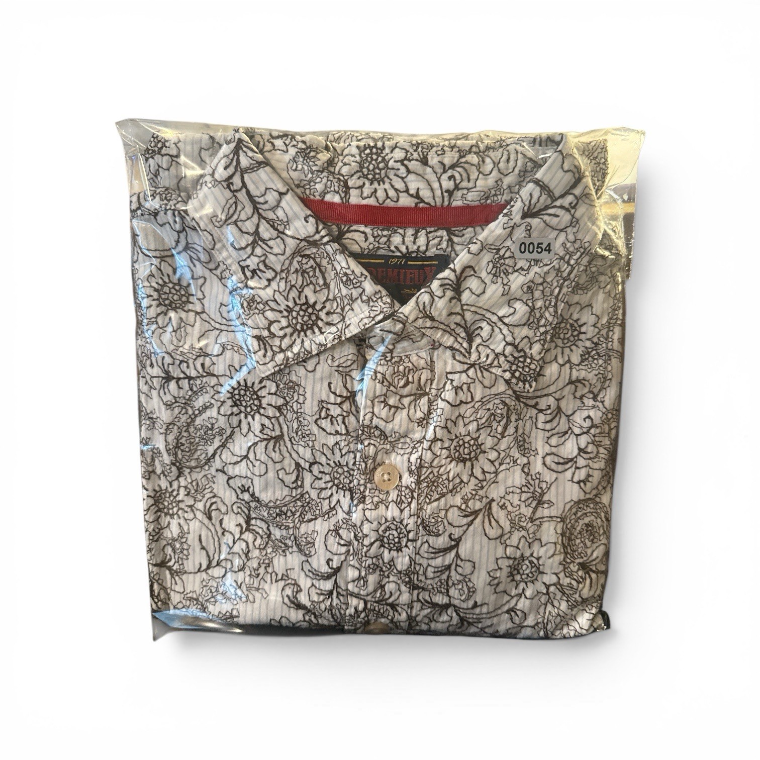 Cremieux 1971 White/Brown Floral Cotton Woven Long Sleeve Button-Up Shirt XXL