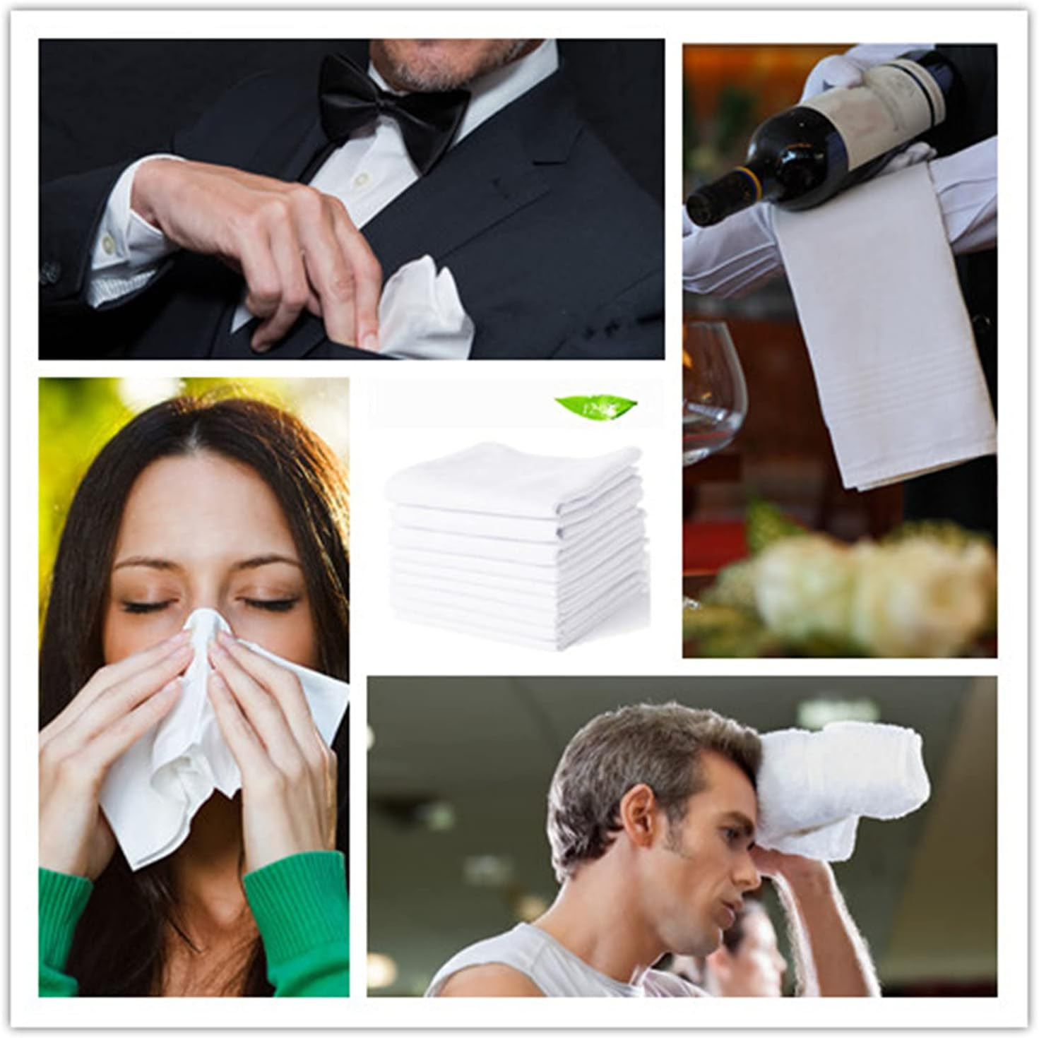 Men’s Handkerchiefs 100% Soft Cotton White Hankie Hankerchieves